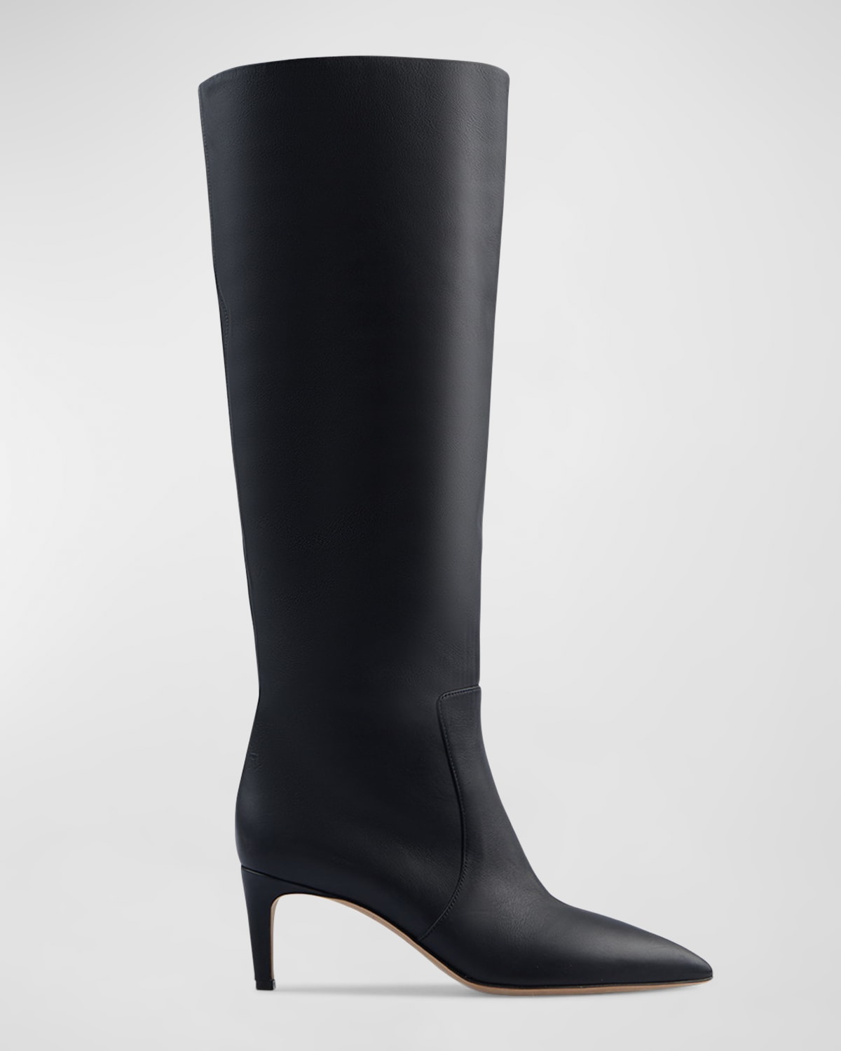 Paris Texas Leather 60mm Low Stiletto Knee Boots In Black