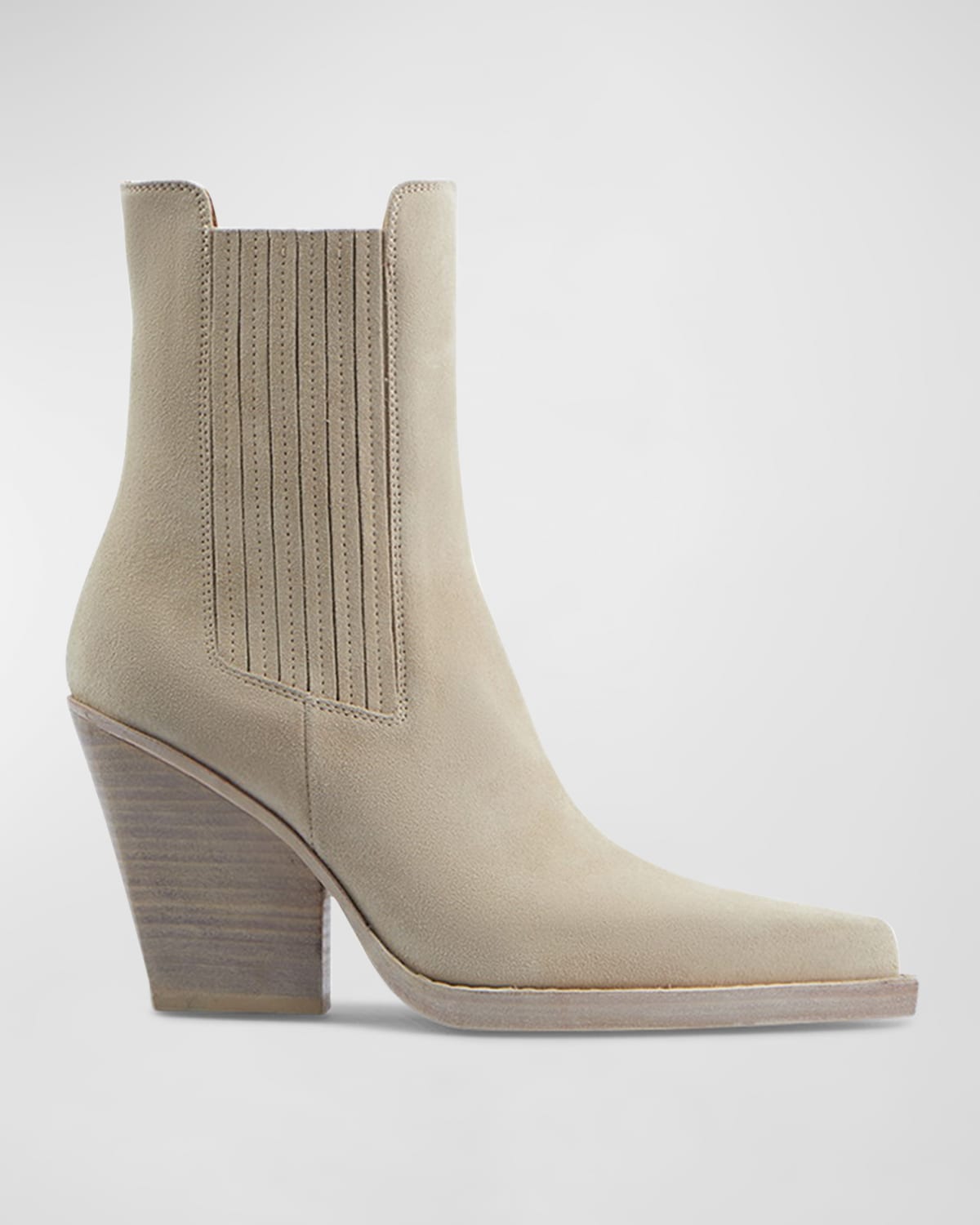 Paris Texas Dallas Suede Western Ankle Boots In Angora