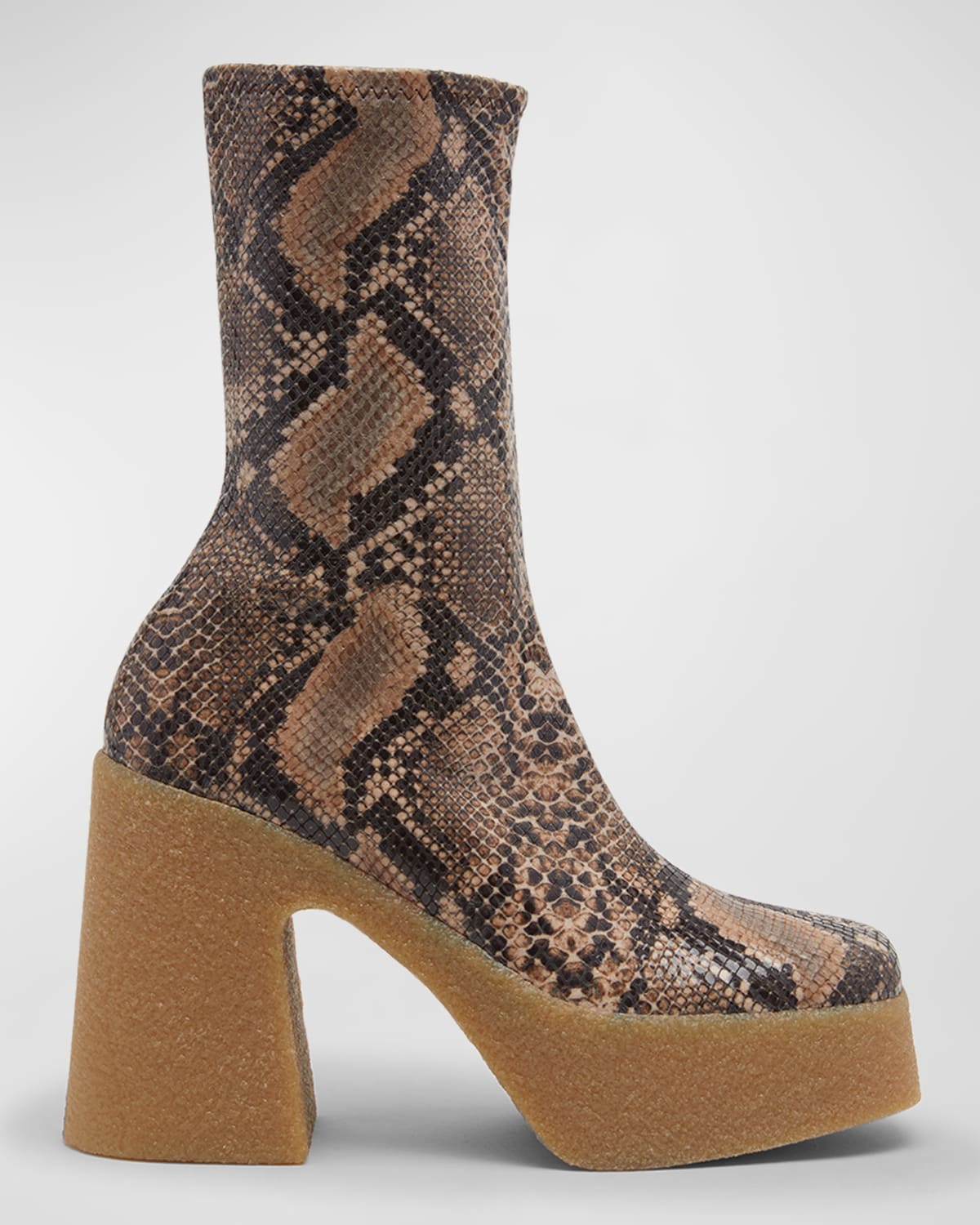 Stella Mccartney Skyla Recycled Snake-print Platform Ankle Boots In 2007 Coffee