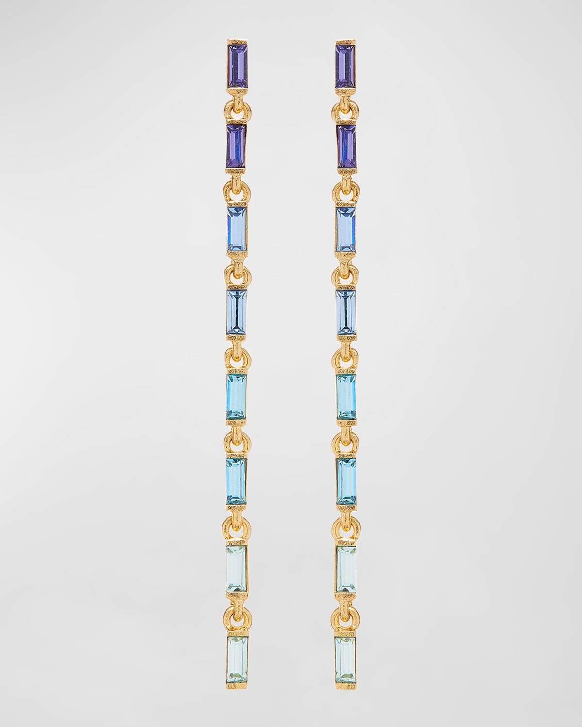 Oscar De La Renta Gradient Crystal Baguette Strand Earrings In Light Aqua