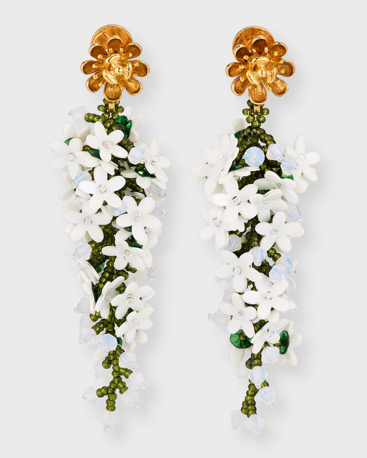 Oscar De La Renta Cascading Flower Earrings In Ivory