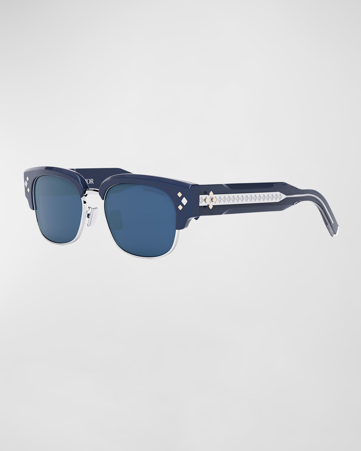Dior Men's Cd Diamond C1u 55mm Pilot Sunglasses In Shiny Blue