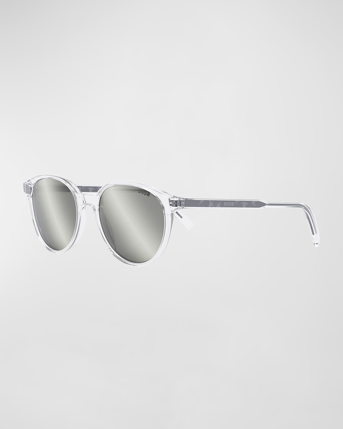 Dior R1i Round Sunglasses, 52 Mm In Crytal Smoke Mirror