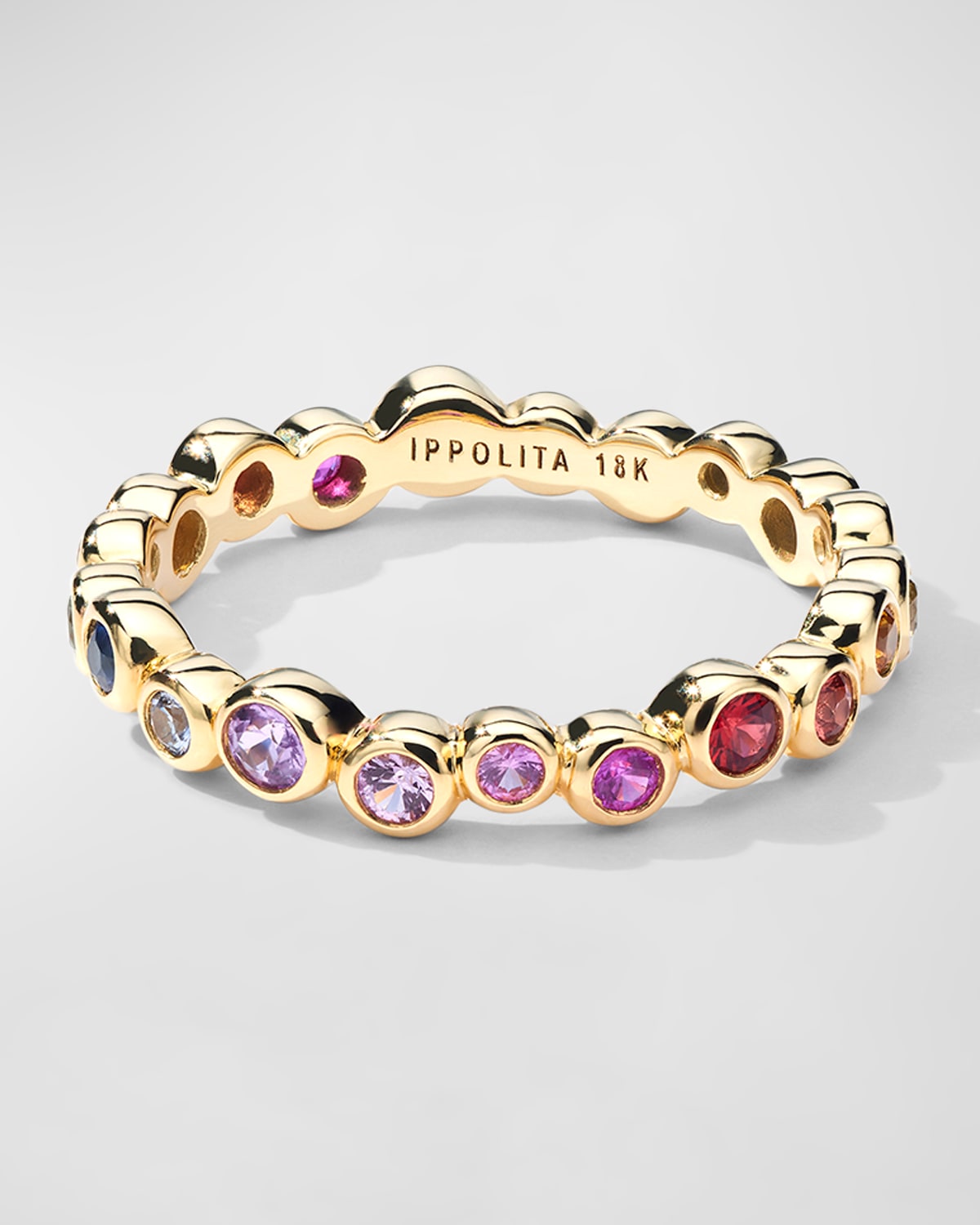 18K Starlet Ring with Rainbow Sapphires, Size 7
