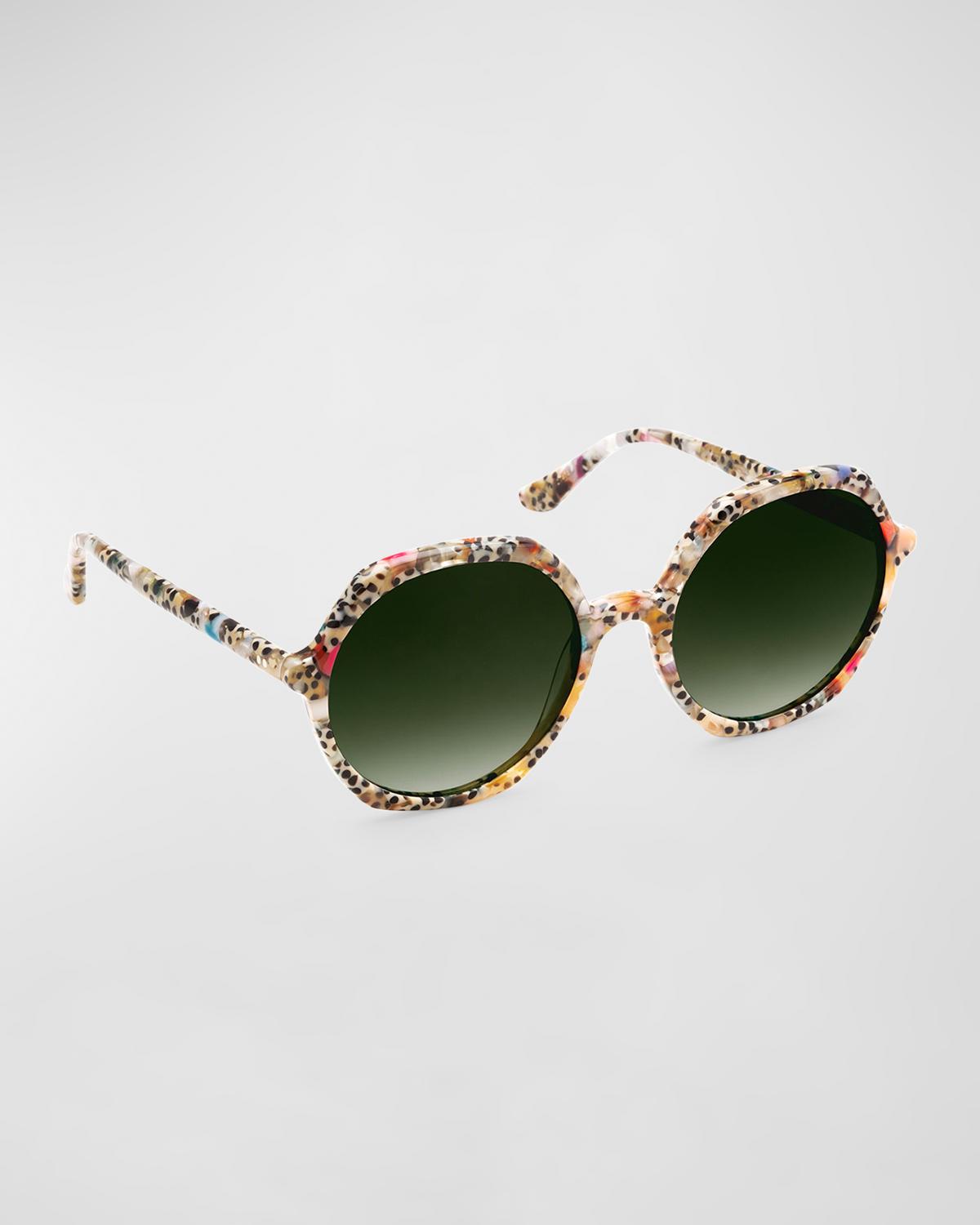 Krewe Sophia Round Multi-color Acetate Sunglasses In Poppy  display picture 2
