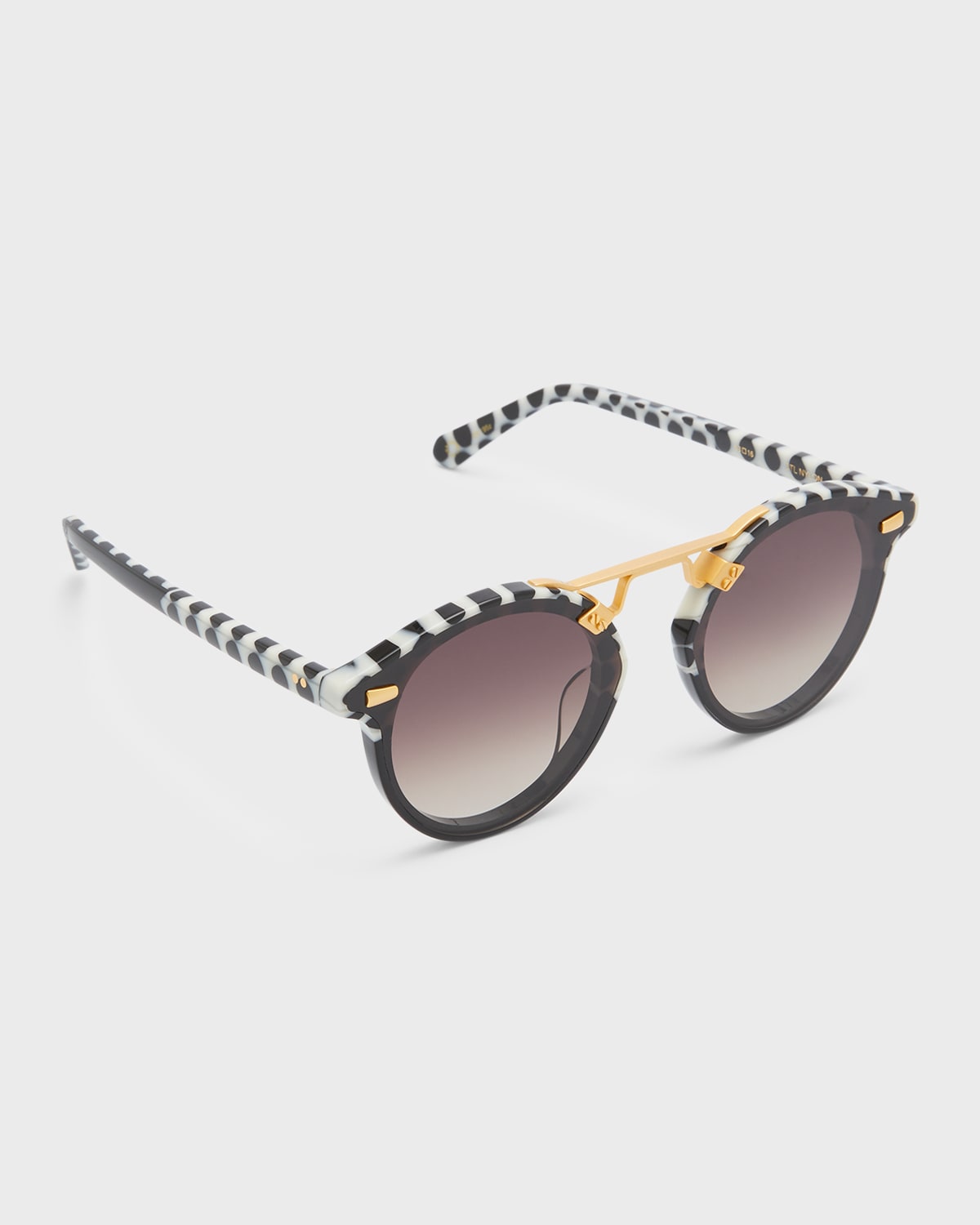 Krewe Stl Nylon Round Acetate Aviator Sunglasses In Domino To Black 2