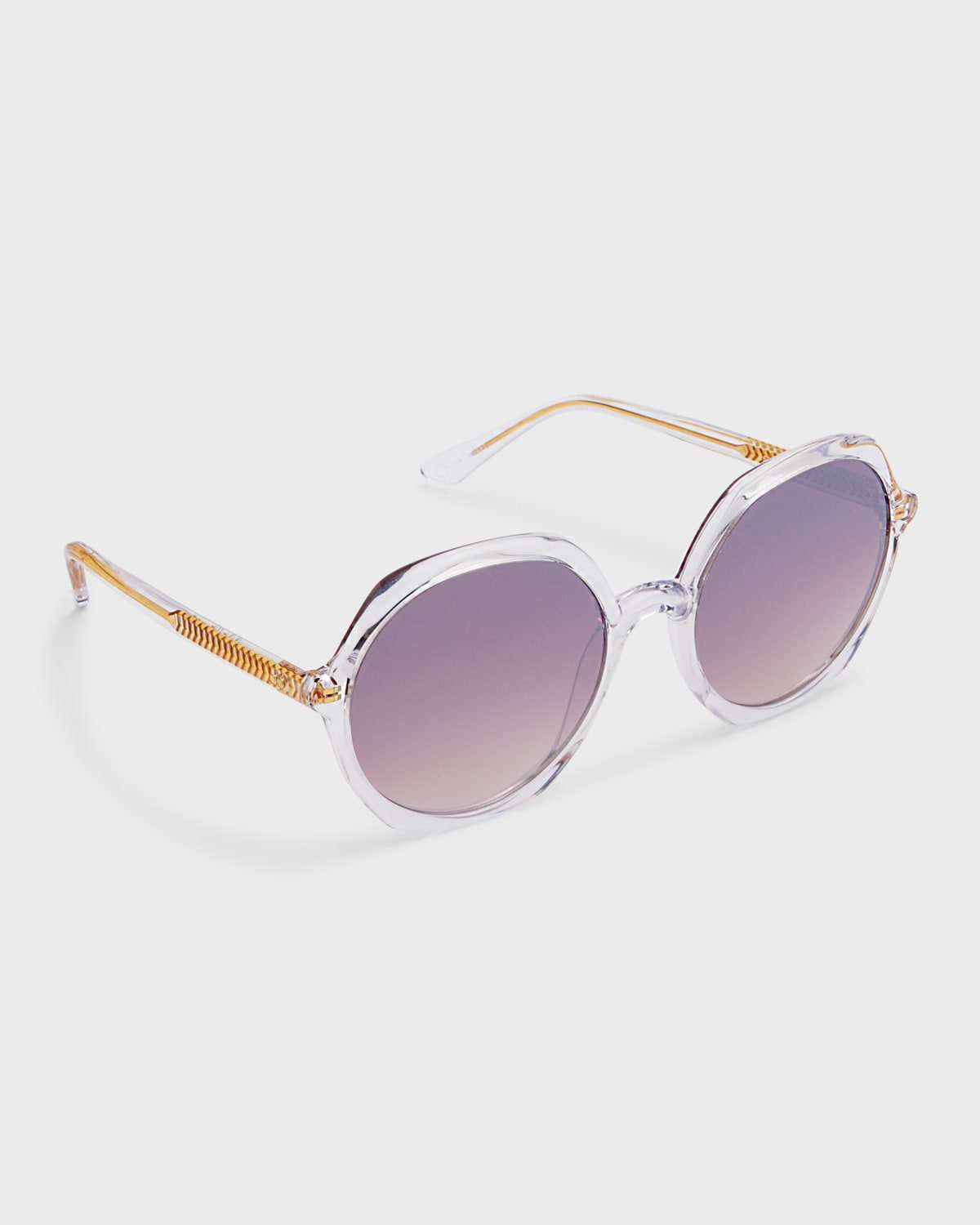 Krewe Sophia Round Clear Acetate Sunglasses In Crystal Mirrored