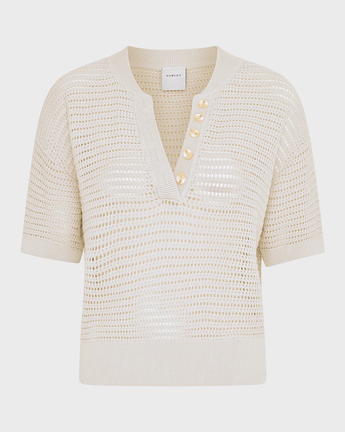 Varley Callie Open-knit Top In Egret