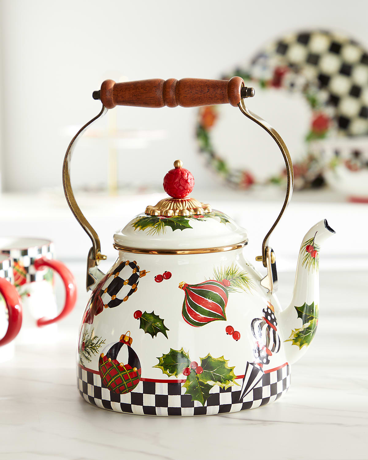 Mackenzie-childs Deck The Halls 2-quart Tea Kettle In Multi