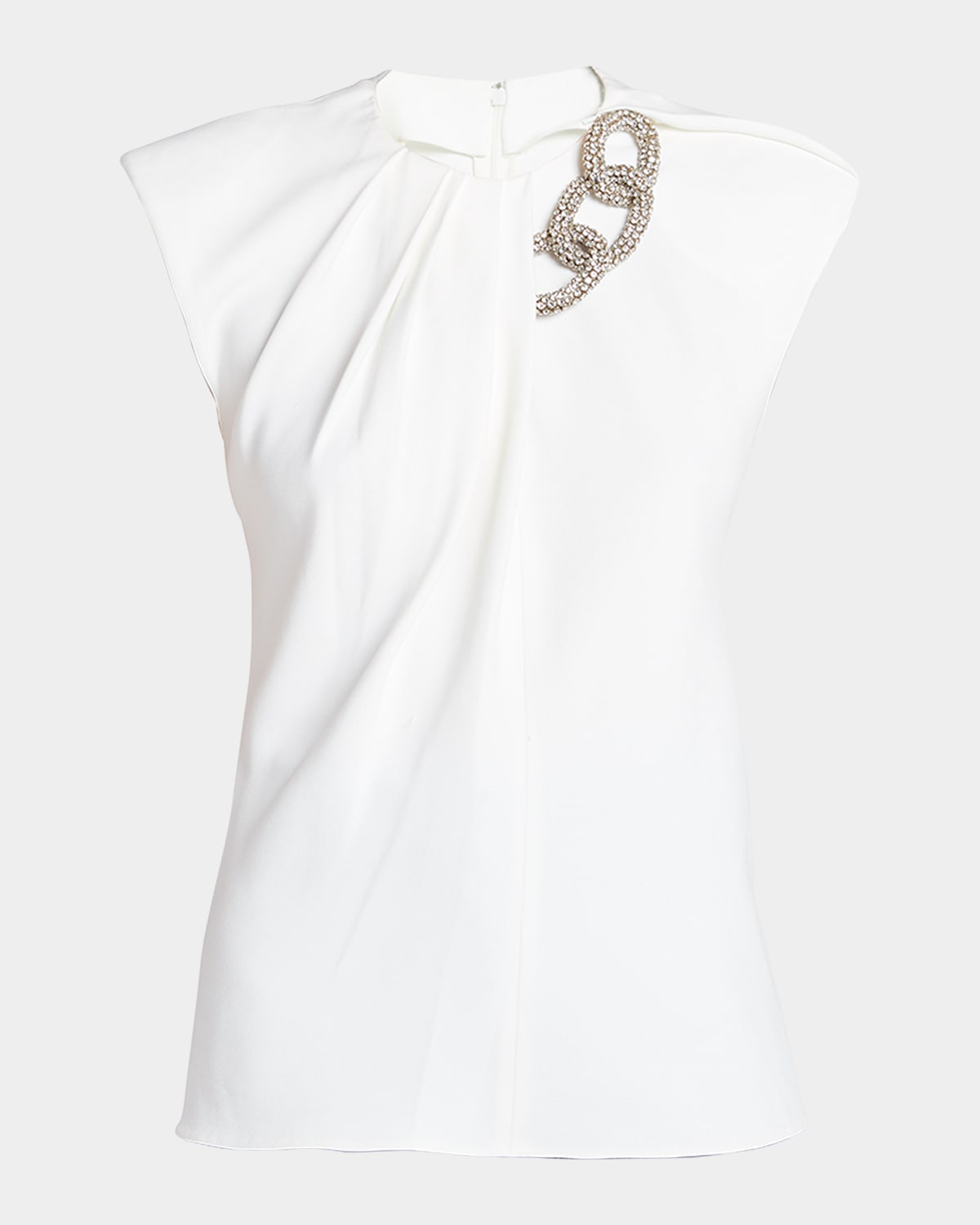 Stella Mccartney Falabella Crystal Links Knit Top In 9001 White