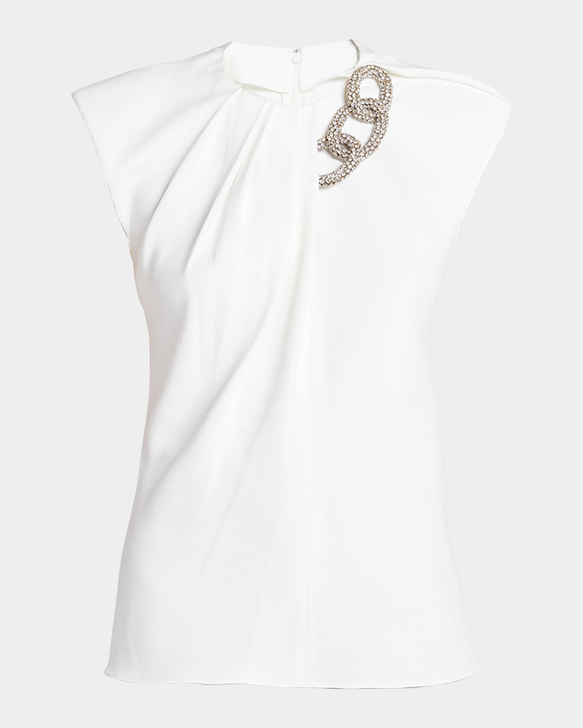 Shop Stella Mccartney Falabella Chain Crystal Top In 9001 White