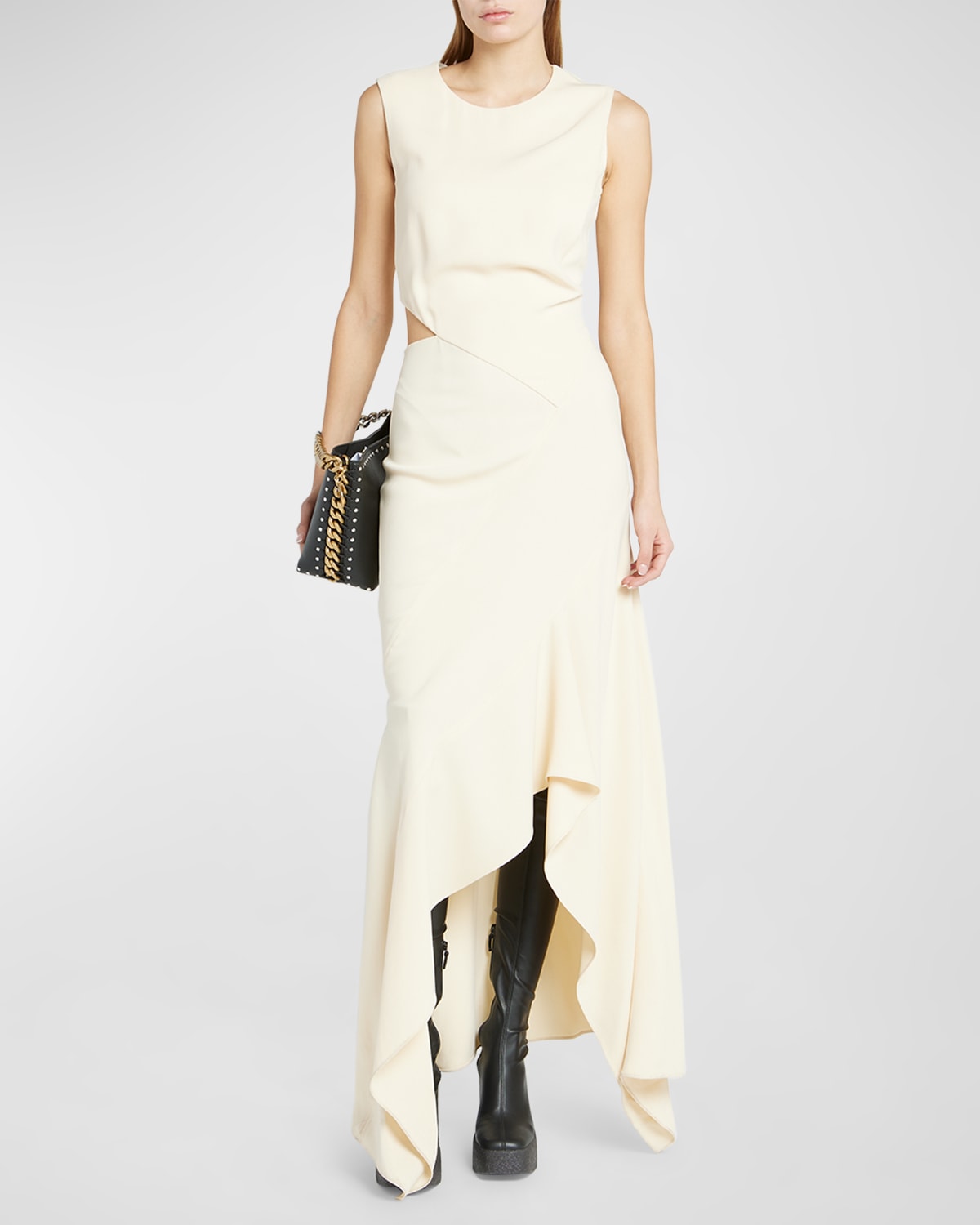 Stella Mccartney Cutout Sleeveless High-low Gown In 9300 Buttercream