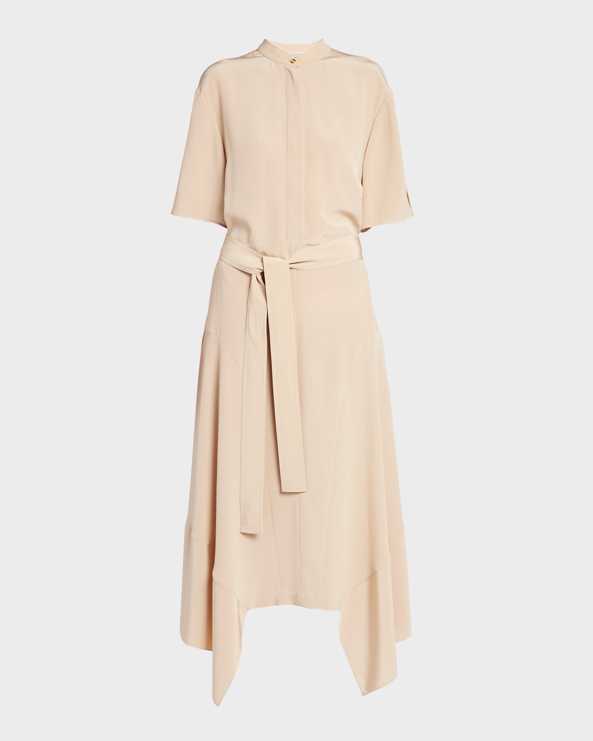 STELLA MCCARTNEY SILK CREPE DE CHINE MIDI DRESS WITH TIE BELT