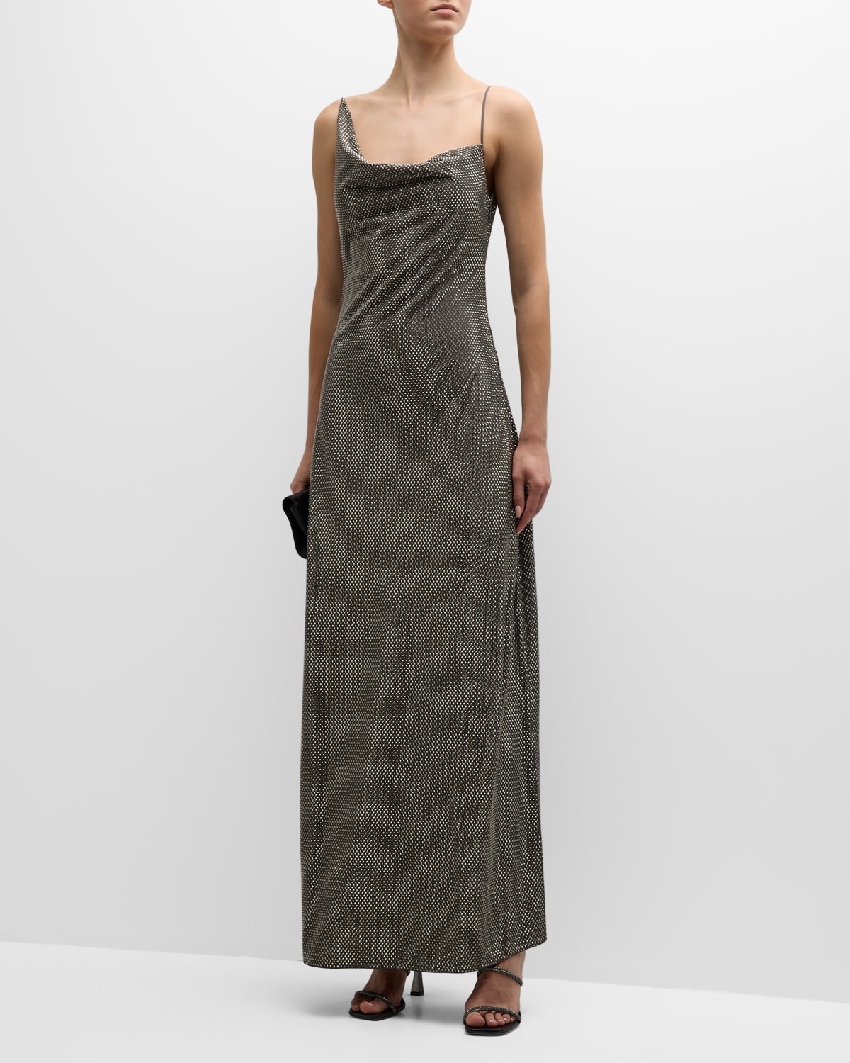 Crystal Cowl Neck Gown