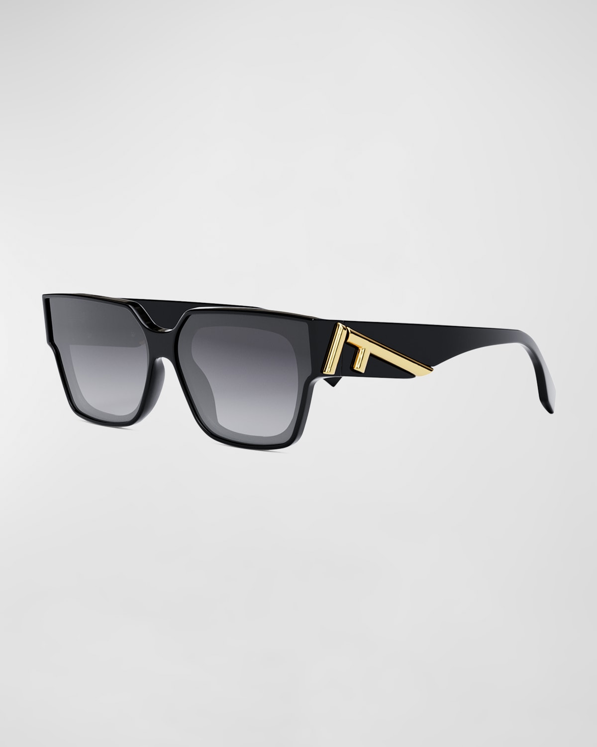 Shop Fendi Oversized F Square Acetate Sunglasses In Shiny Black