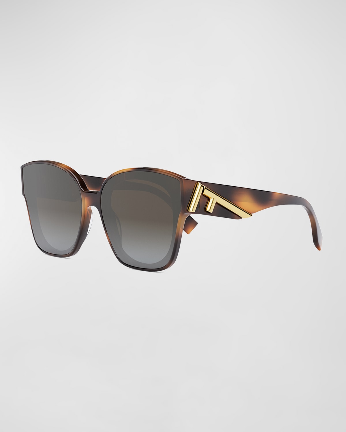 Shop Fendi Oversized F Logo Acetate Cat-eye Sunglasses In Blonde Havana