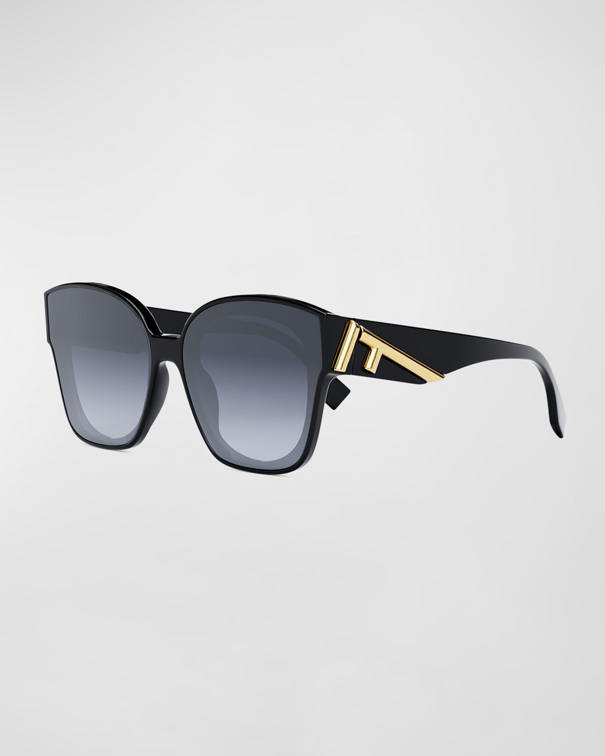 Shop Fendi Oversized F Logo Acetate Cat-eye Sunglasses In Shiny Black