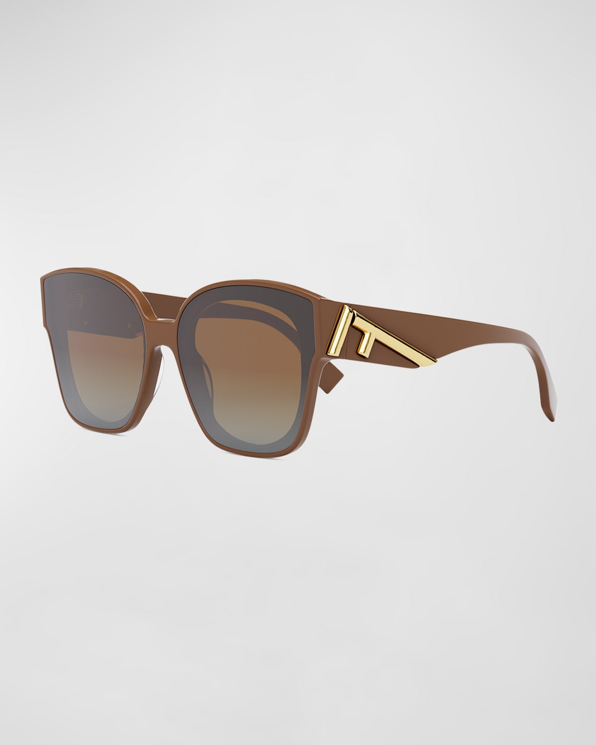 Fendi Oversized F Logo Acetate Cat-eye Sunglasses In Dark Brown