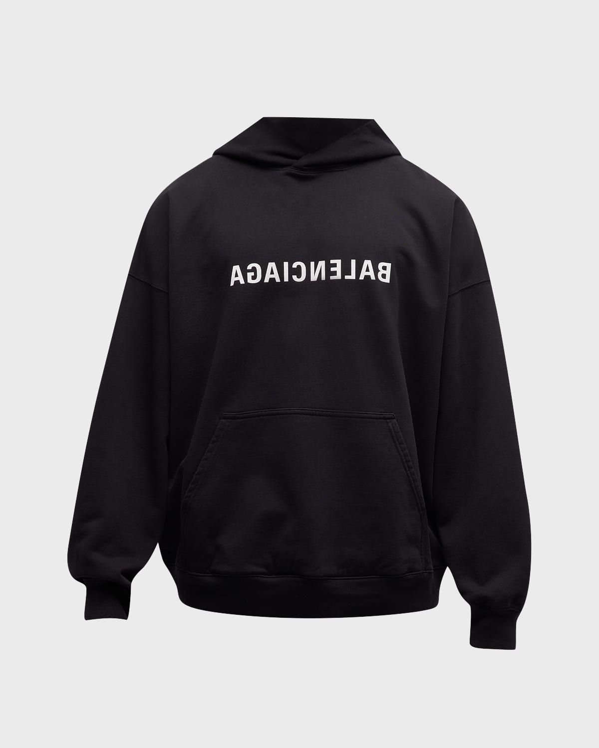 Balenciaga Mirror Logo Oversize Cotton Hoodie In 1070 Black/white