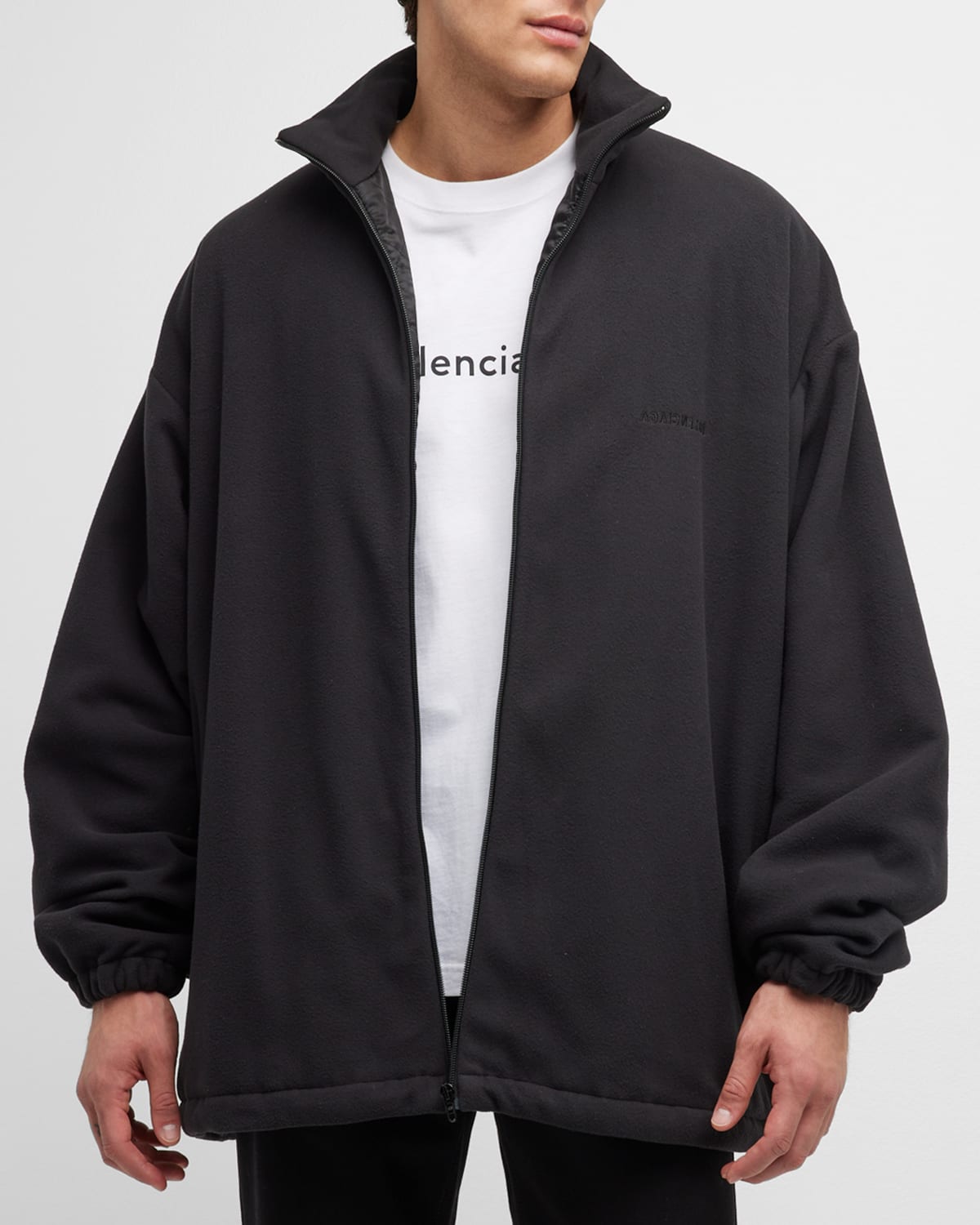Balenciaga Fleece Zip-up Jacket In 1000 Black