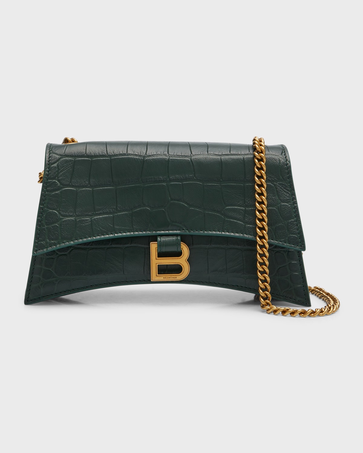 Balenciaga Crush Wallet On A Chain In Forest Green
