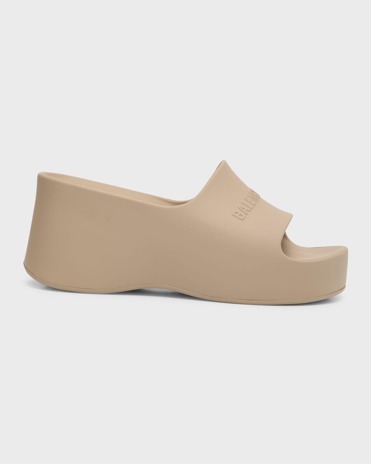 Balenciaga 60mm Chunky Wedge Rubber Sandals In 9230 Taupe