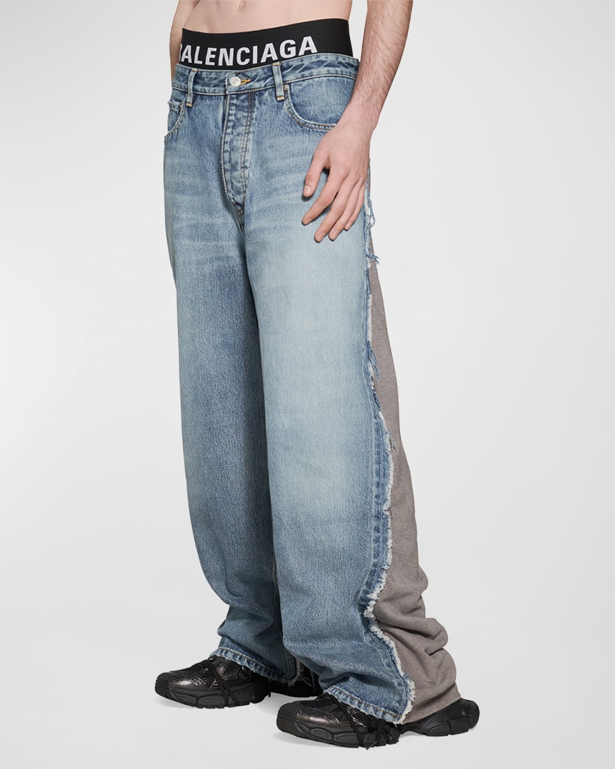 Balenciaga Hybrid Baggy Pants In Light Blue | ModeSens