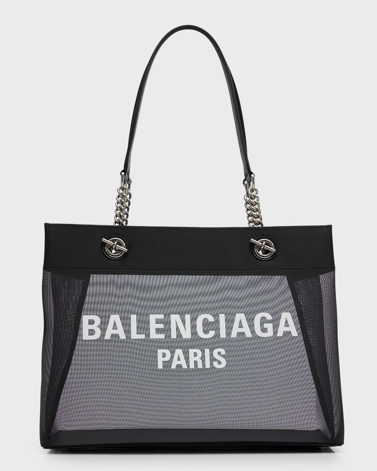Balenciaga Black Duty Free Medium Tote Bag In 1090 Black/l Whit