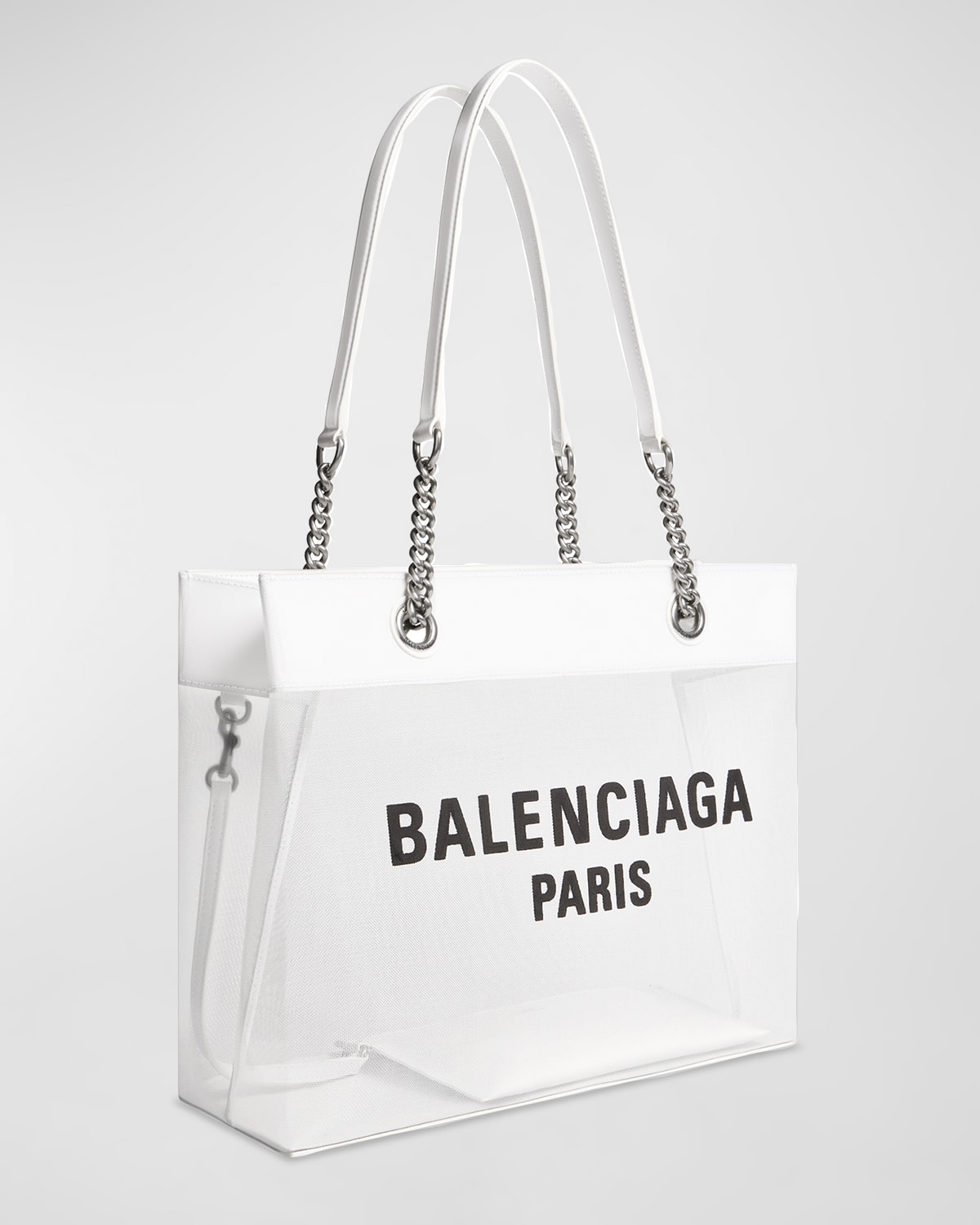 Balenciaga Duty Free Large Mesh Tote Bag In 9060 White/l Blac