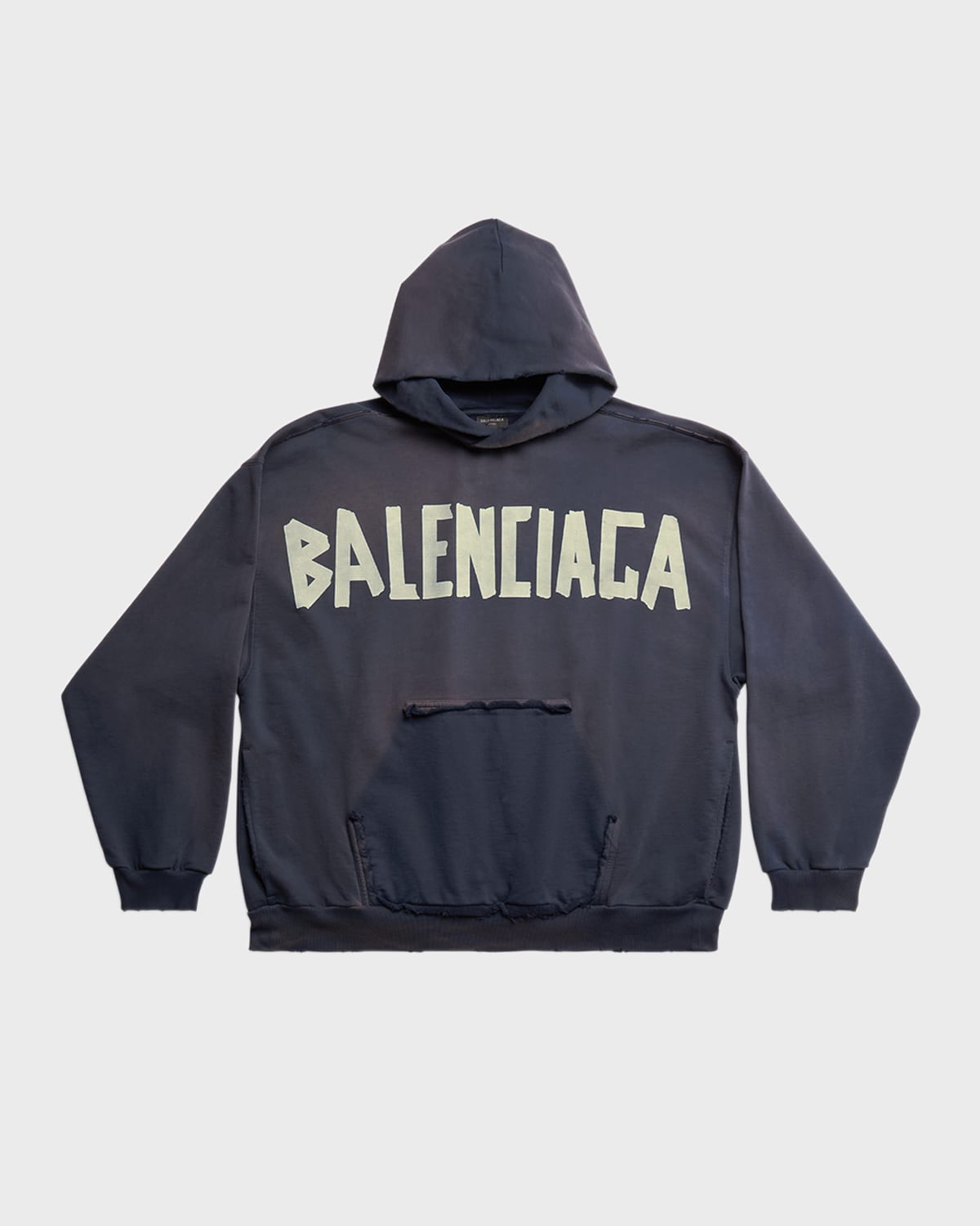 Balenciaga Men's Tape Type Ripped Pocket Hoodie Large Fit In 4140 Marine Blue