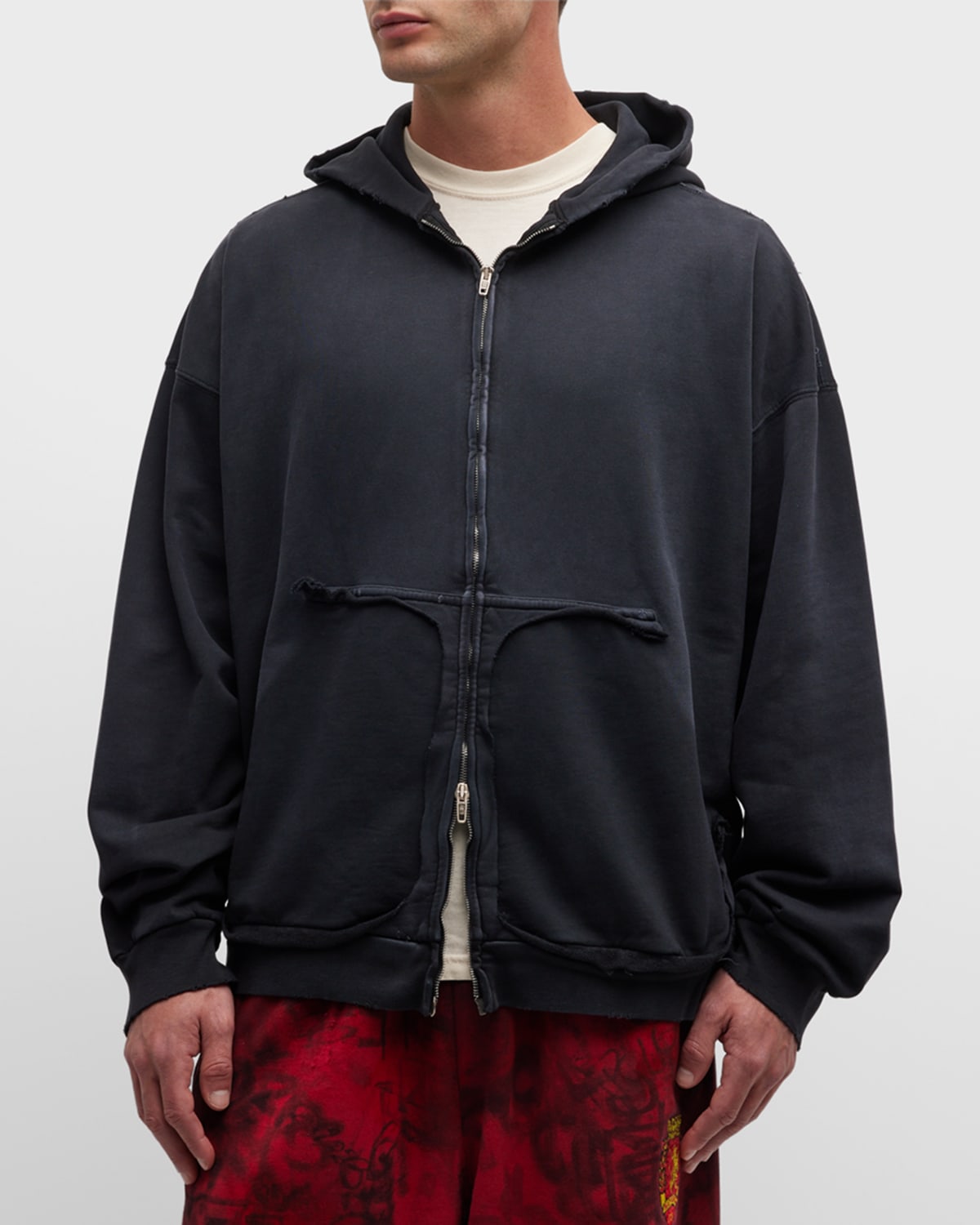 Balenciaga Oversize Distressed Logo Hoodie In Red