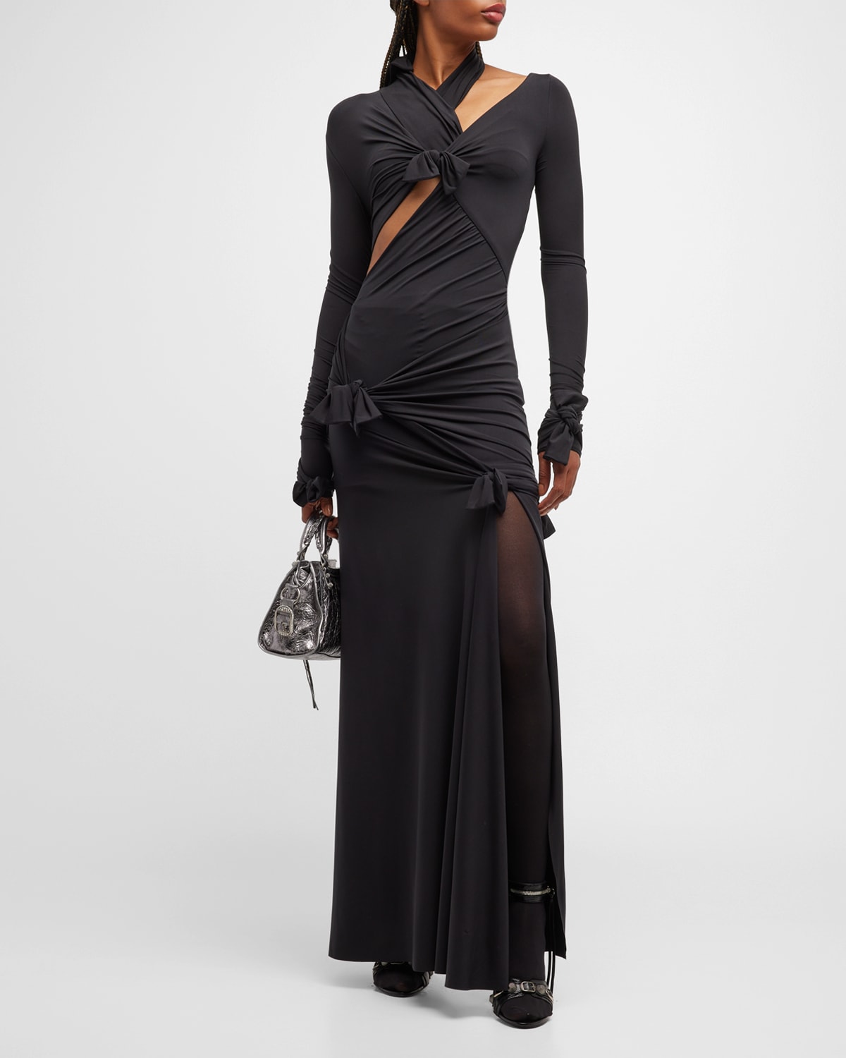 Balenciaga Stretch Jersey Knot Gown In 1000 Black