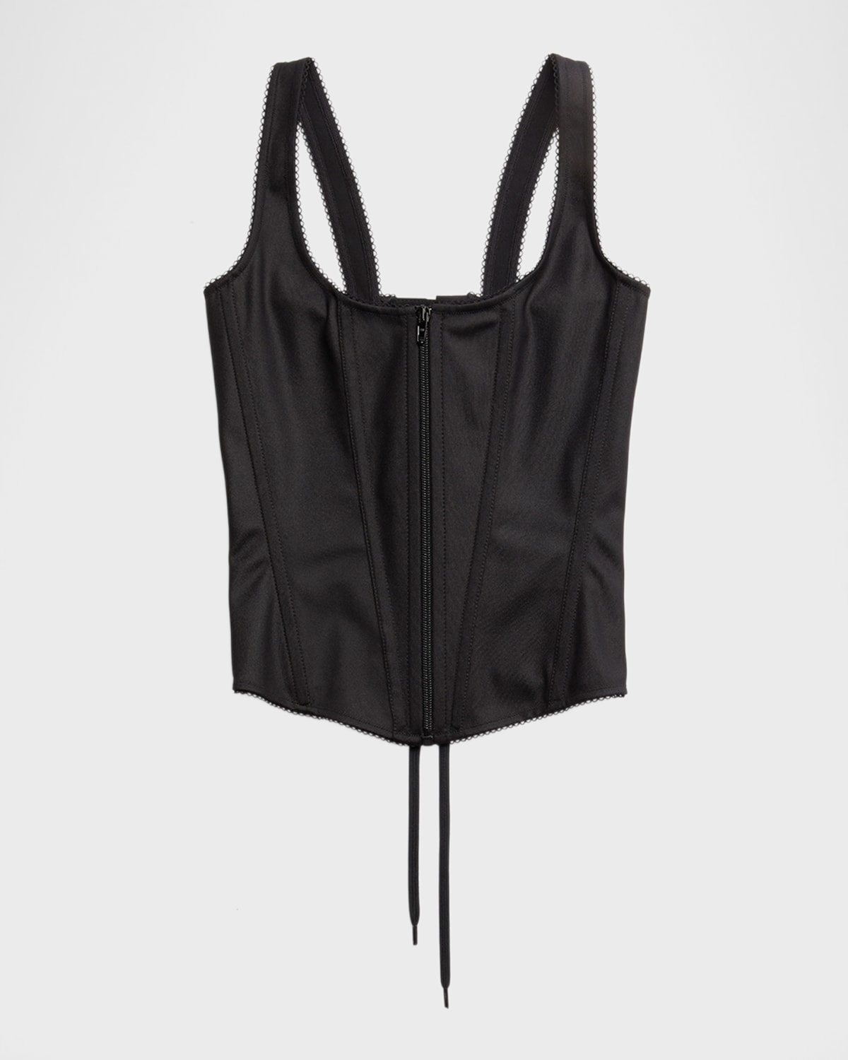 Balenciaga Zipped Spandex Corset Top In 1000 Black