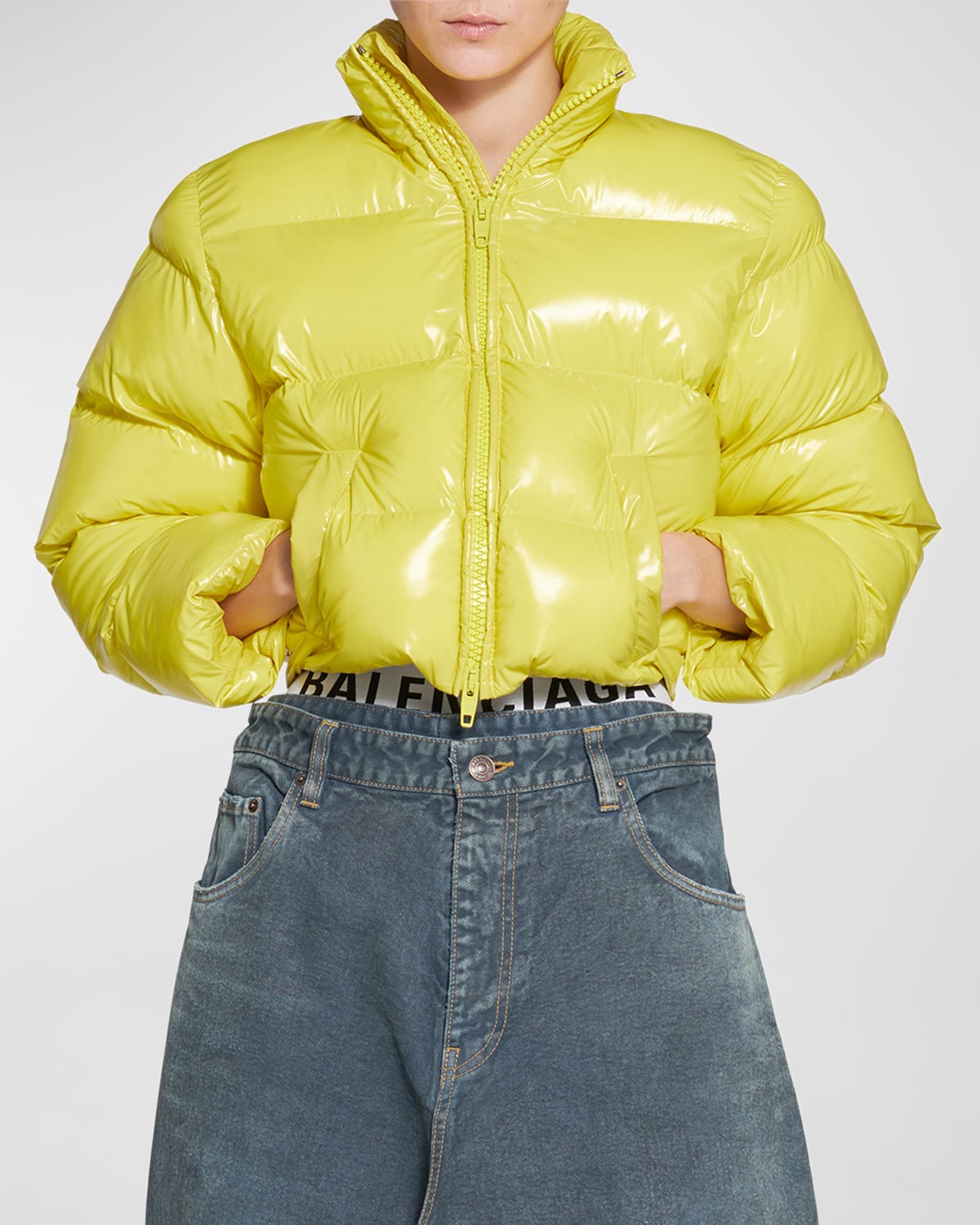 Shop Balenciaga Shrunk Puffer In 7200 Yellow