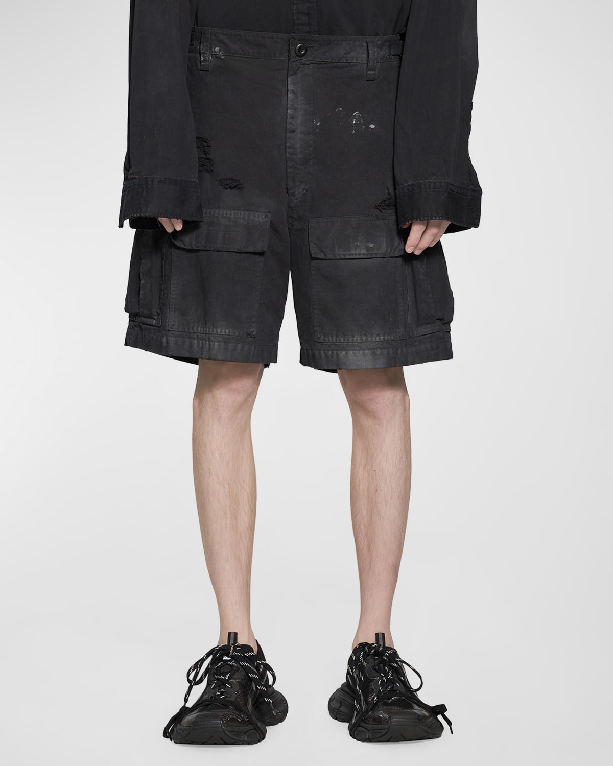 Balenciaga Men's Large Cargo Shorts In 1000 Black