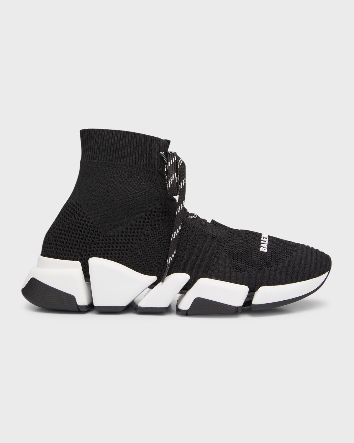 Balenciaga Speed 2.0 Lace-up Knit Sneakers- Delivery In 3-4 Weeks In 1015 Black/white/