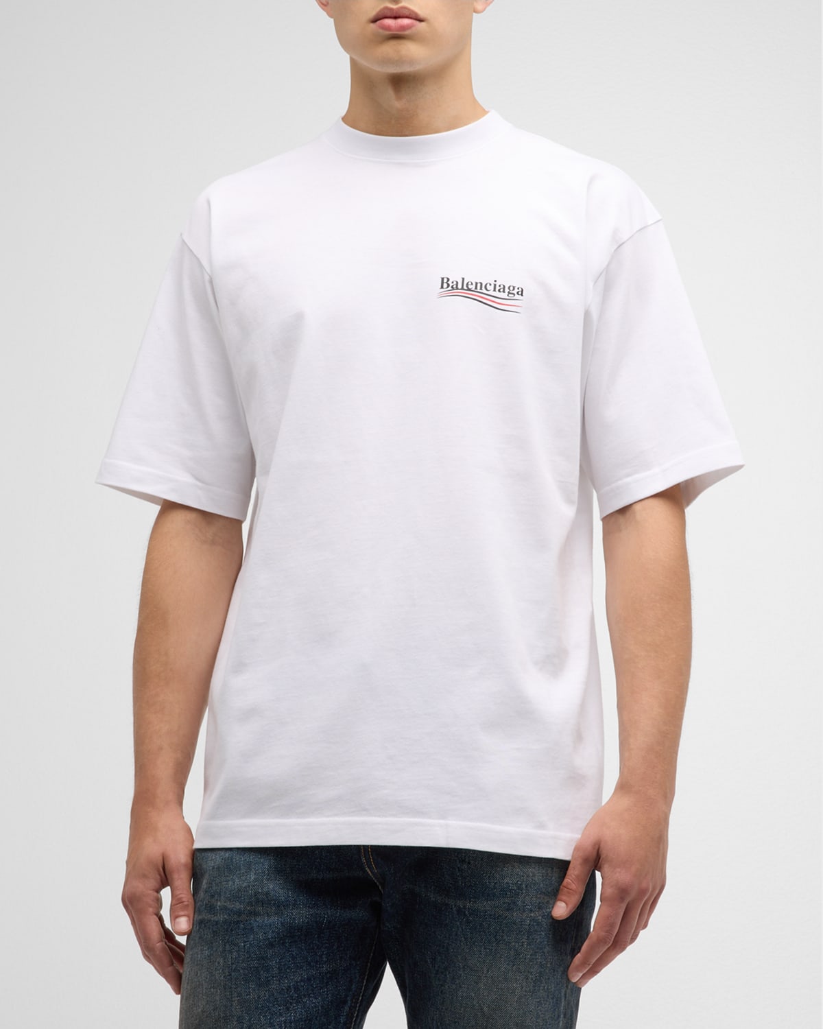 Shop Balenciaga Political Campaign T Shirt Large Fit In 9040 White/black