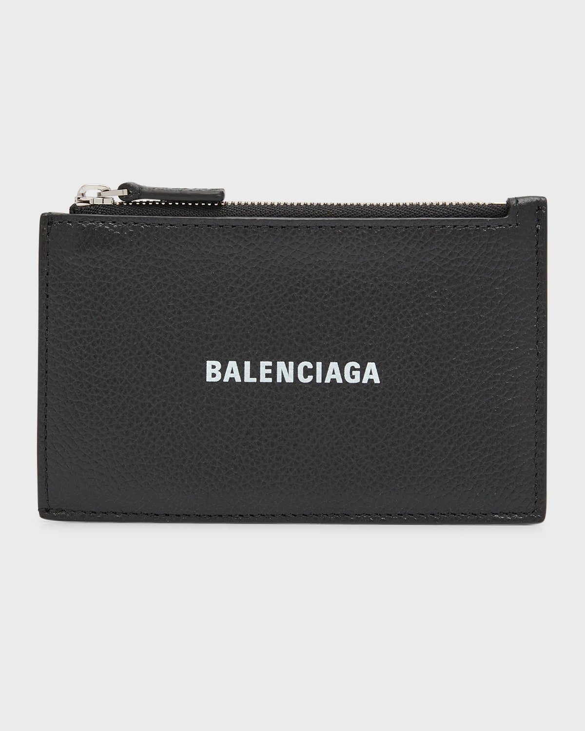 Shop Balenciaga Men's Cash Long Coin And Card Holder In 1090 Black/l White