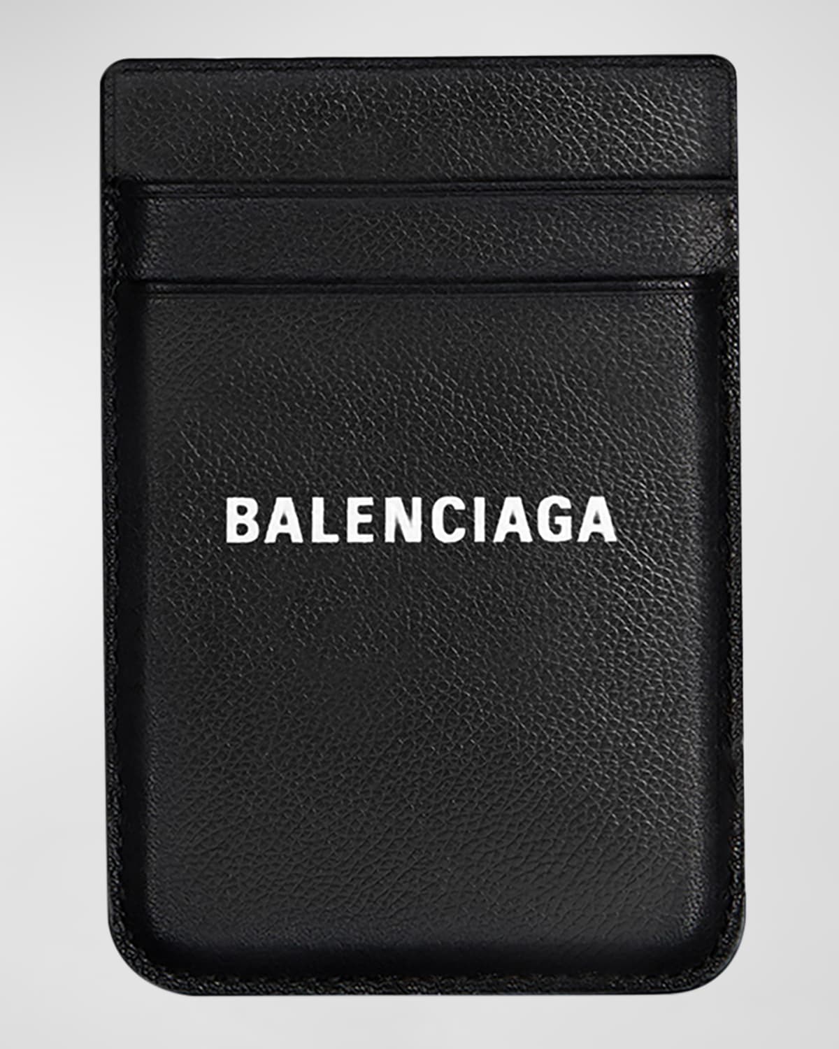 Shop Balenciaga Men's Cash Magnet Card Holder In 1090 Black/l White