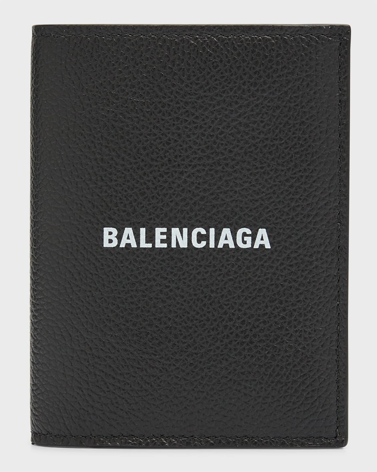 Shop Balenciaga Men's Leather Vertical Bifold Wallet In 1090 Black/l White