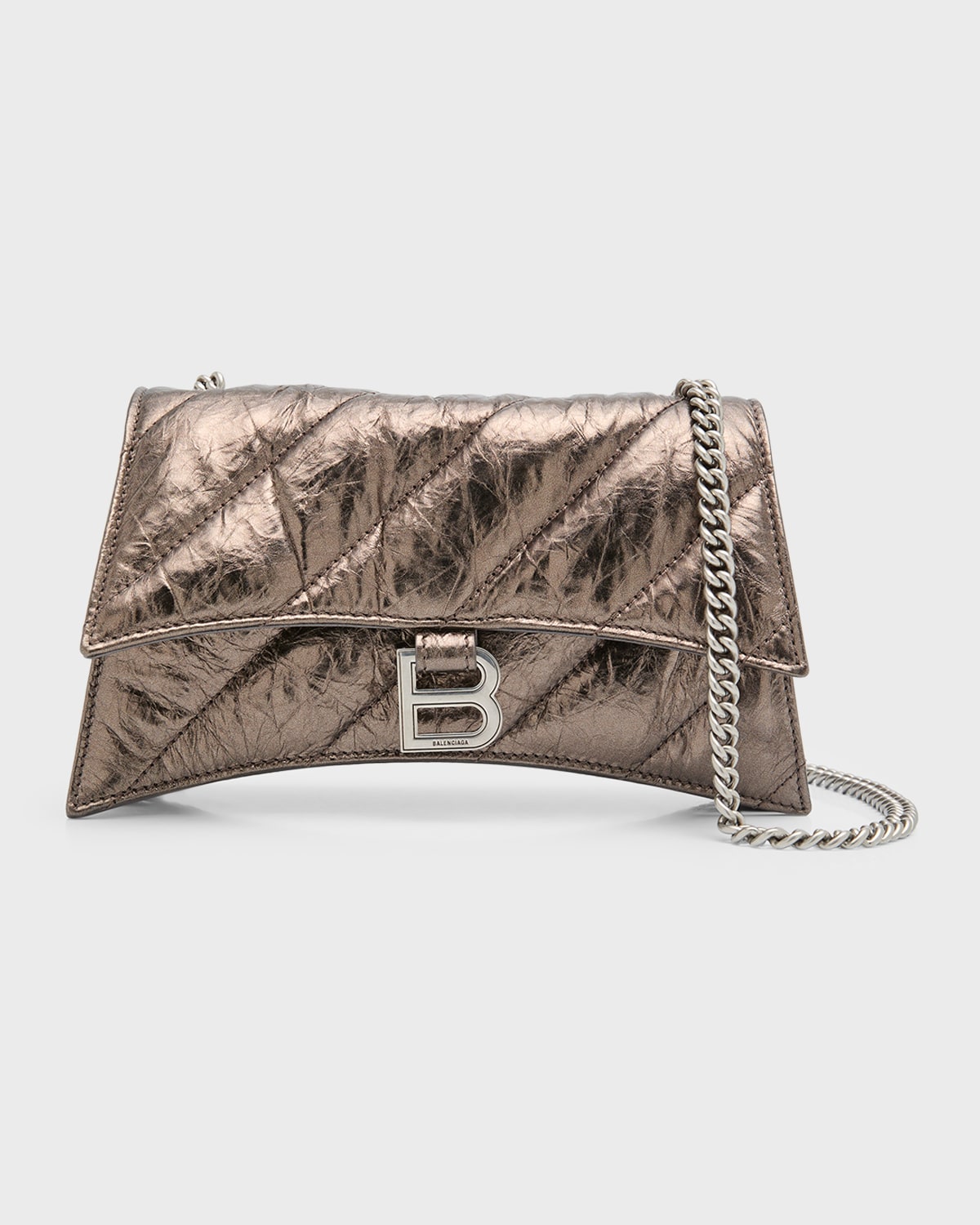 Balenciaga Crush Xs Chain Bag Metallized Quilted In 2564 Dark Bronze