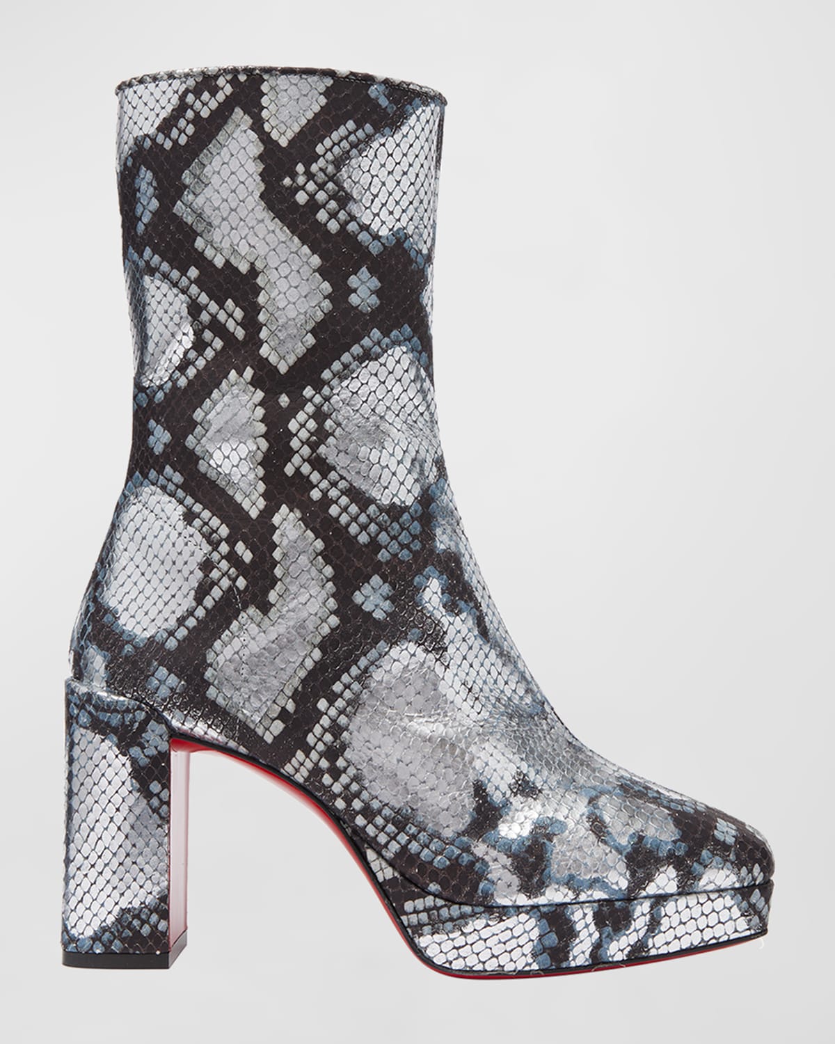 Alleo 90 Red Sole Snake-Embossed Booties