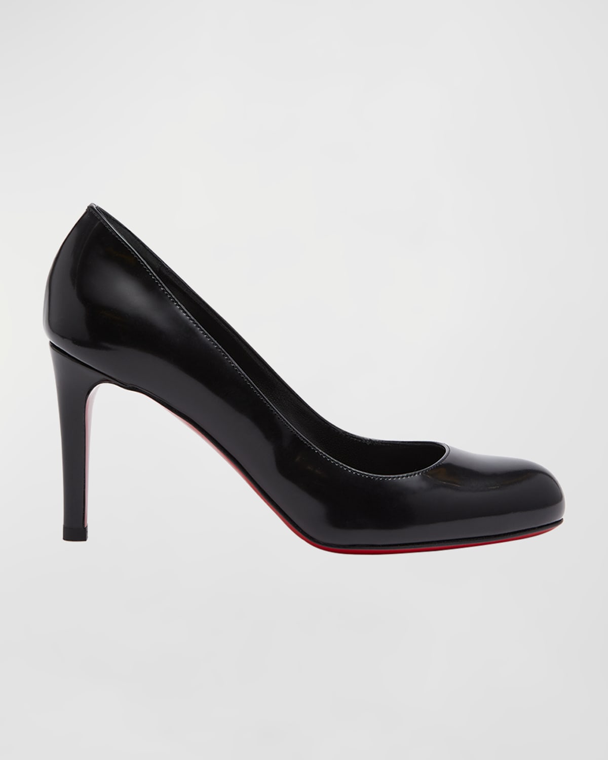 Shop Christian Louboutin Pumppie Abrasivato Red Sole Calfskin Leather Pumps In Black
