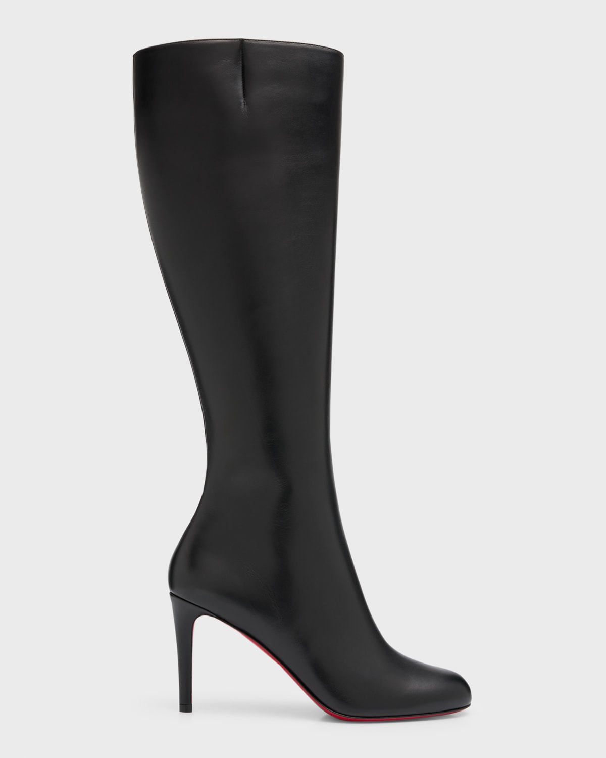 Christian Louboutin Pumppie Botta Red Sole Leather Knee-high Boots In Black