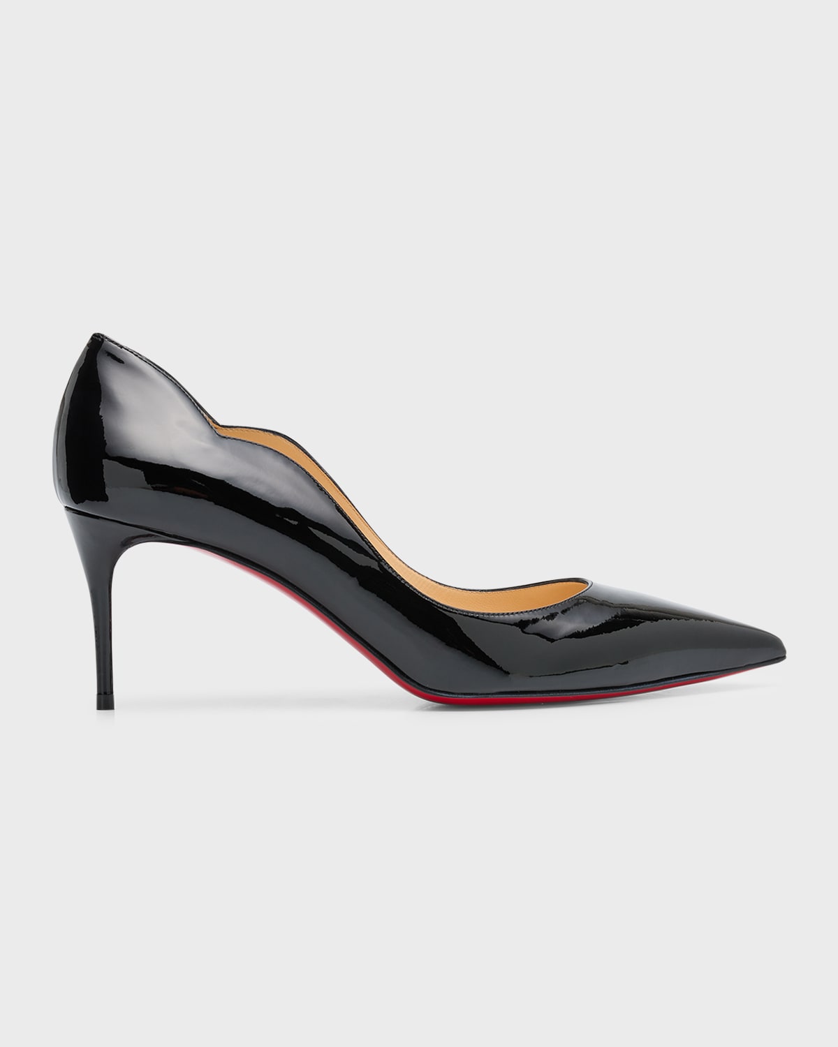 Christian Louboutin Hot Chick 70 Scalloped Patent-leather Pumps In Black