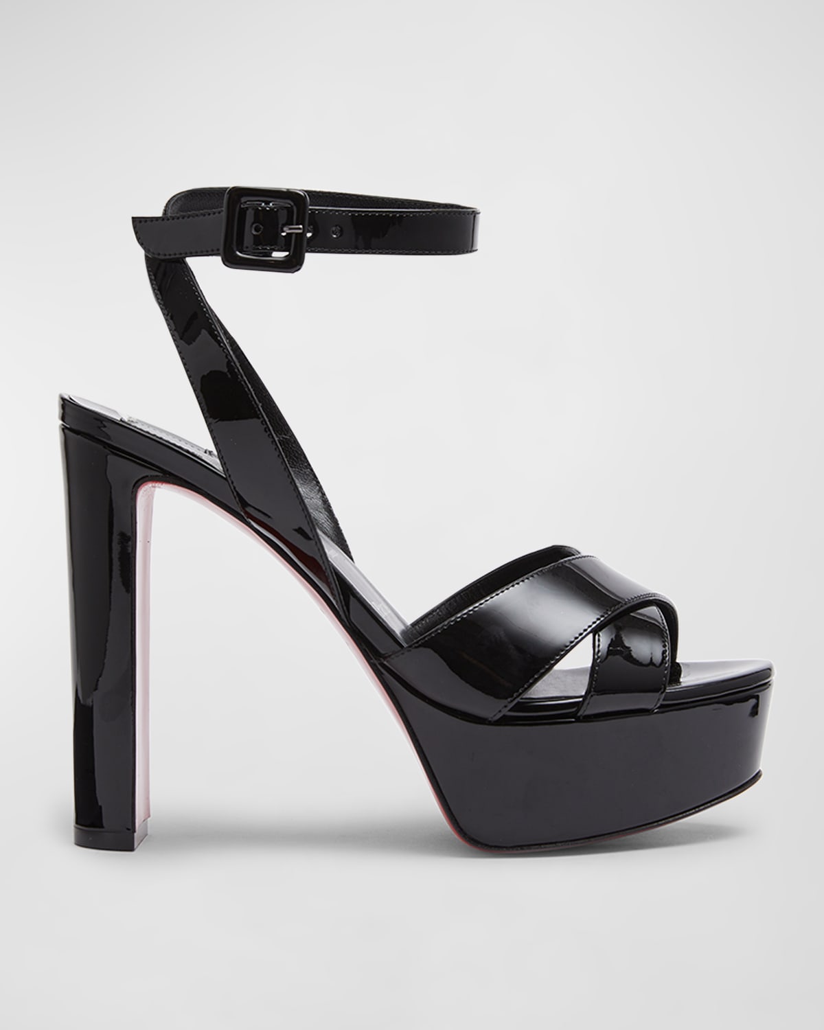 Shop Christian Louboutin Supramariza Red Sole Patent Leather Platform Sandals In Black
