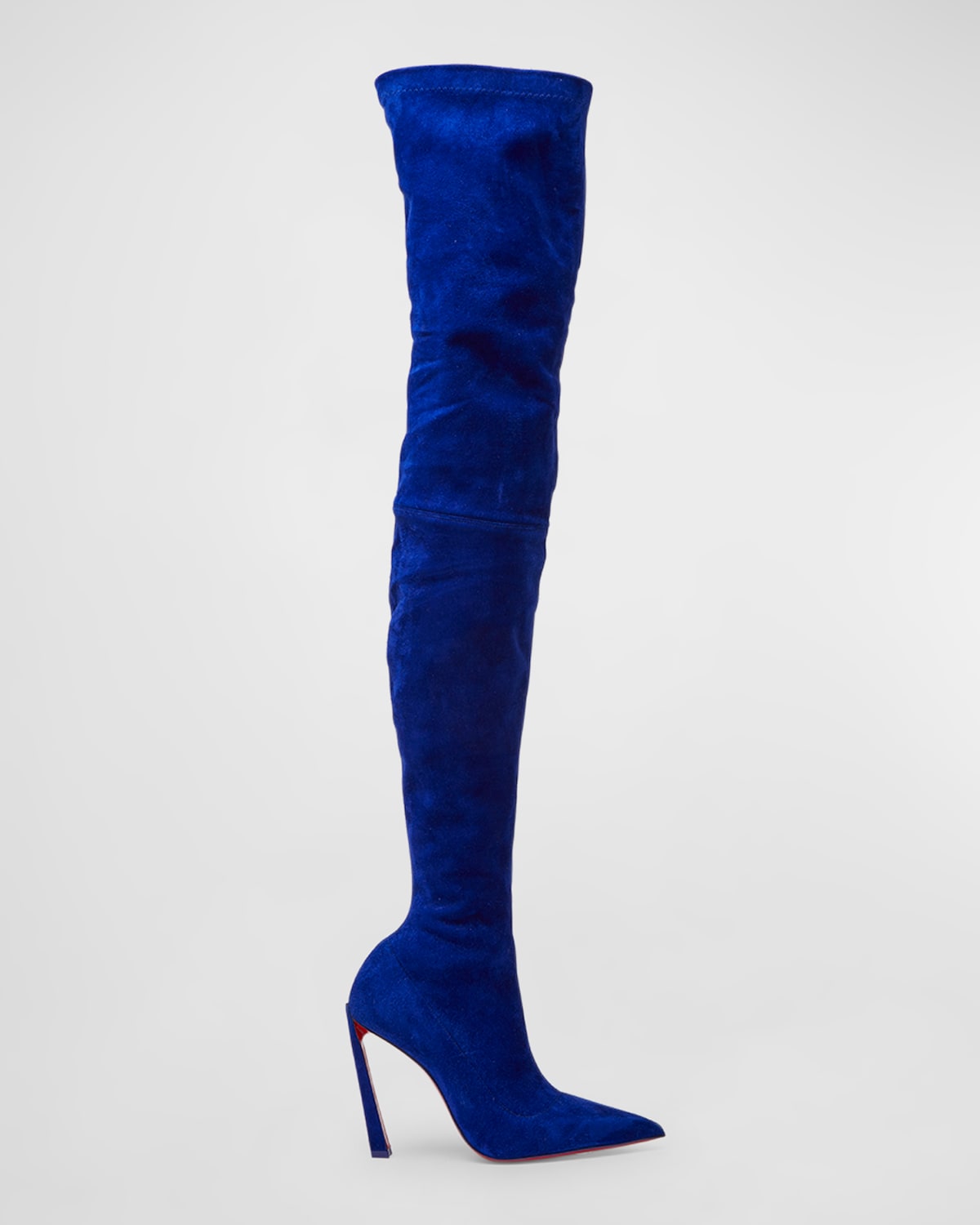 Christian Louboutin Condora Botta Alta Red Sole Suede Knee-length Boots In Galactiqueen