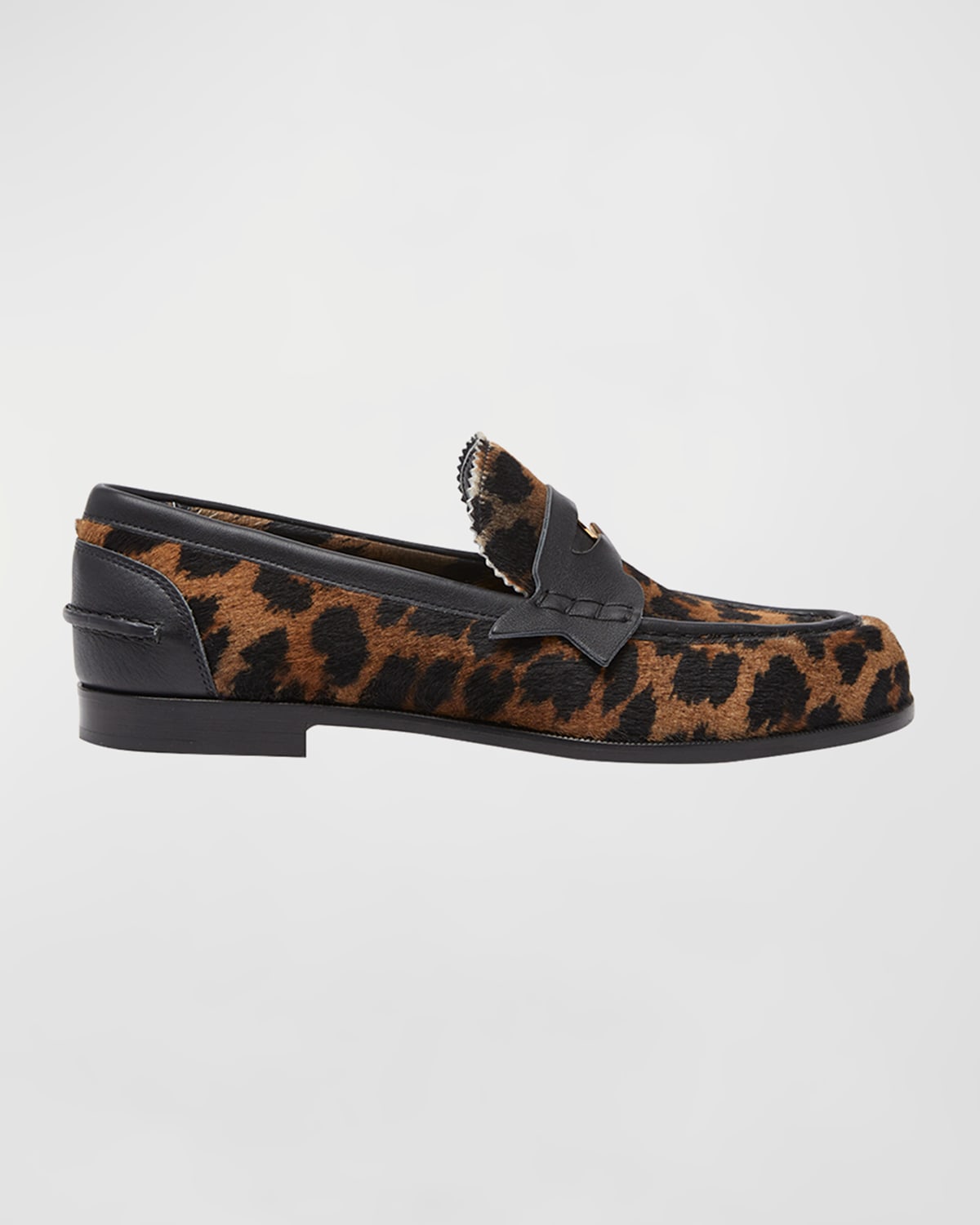 Christian Louboutin Donna Pony Kitty Red Sole Penny Loafers In Brown/black