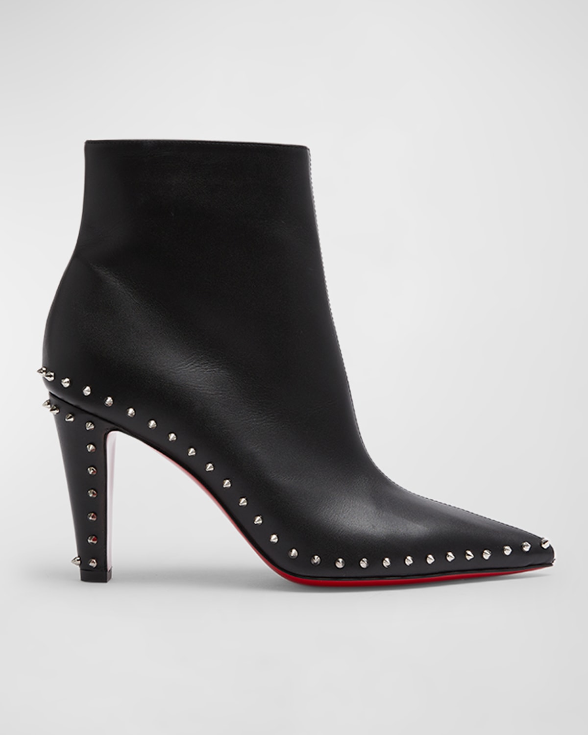 Shop Christian Louboutin Vidura Spike Red Sole Leather Booties In Black