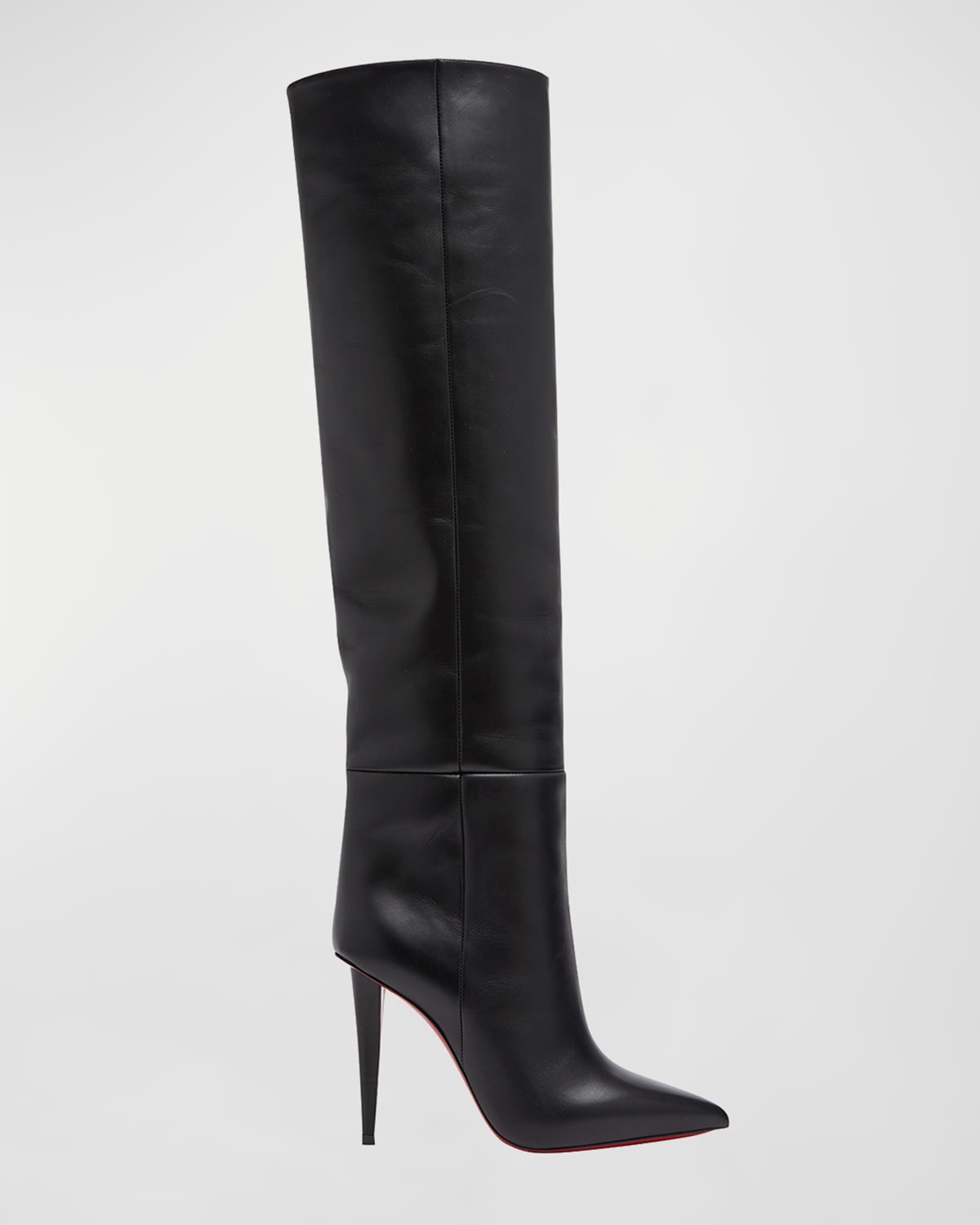 Shop Christian Louboutin Astrilarge Botta Red Sole Two-tone Leather Knee-high Boots In Black